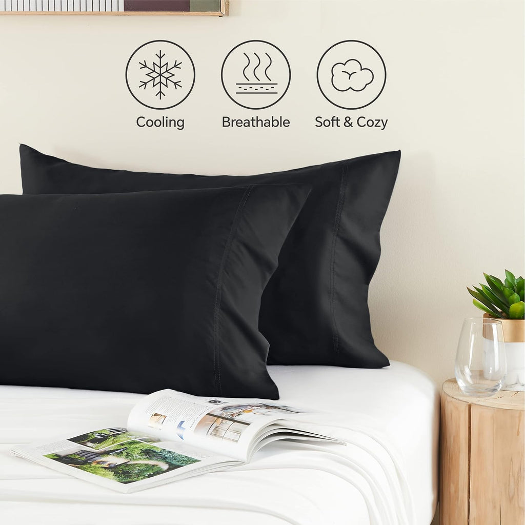 Bedelite King Size Pillow Cases Set of 2, Rayon Derived from Bamboo, Cooling Pillow Cases for Hot Sleepers & Night Sweats, Breathable and S…