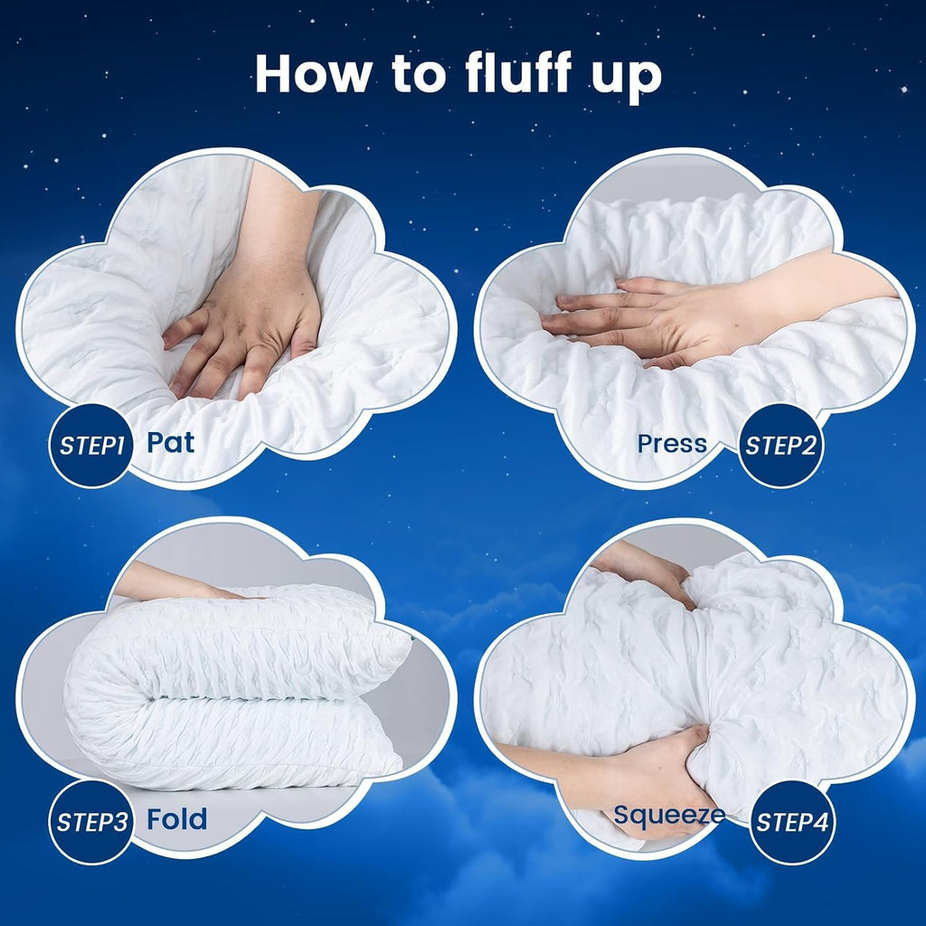 KUCEY Body Pillow for Side Sleeper with Neck and Shoulder Pain, Adjustable Shredded Memory Foam Pillows, Cooling Pillow for hot Sleepers…