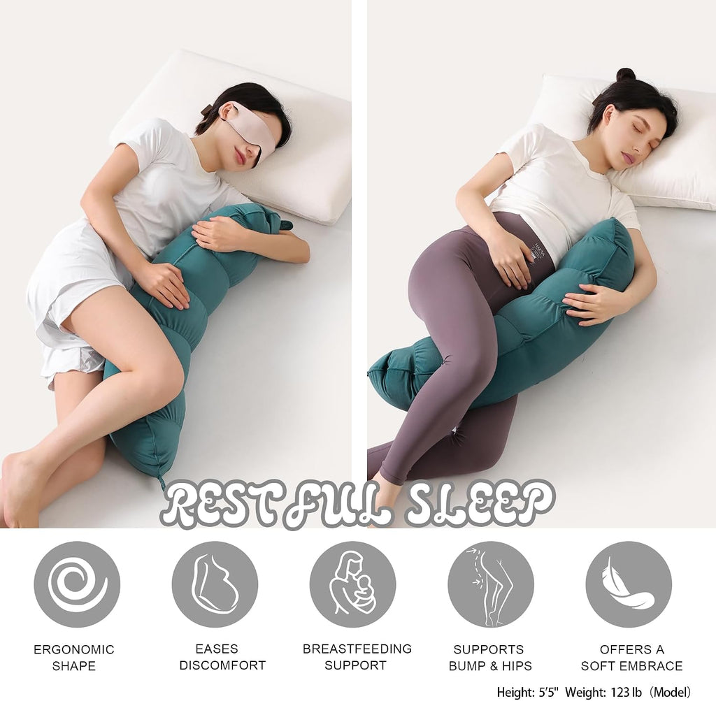 Peallow(Pat. Pend) – Long Round Body Pillow for Adults, Bolster Pillow for Sleeping, Soft and Supportive Pillow for Sleeping & Lumbar…