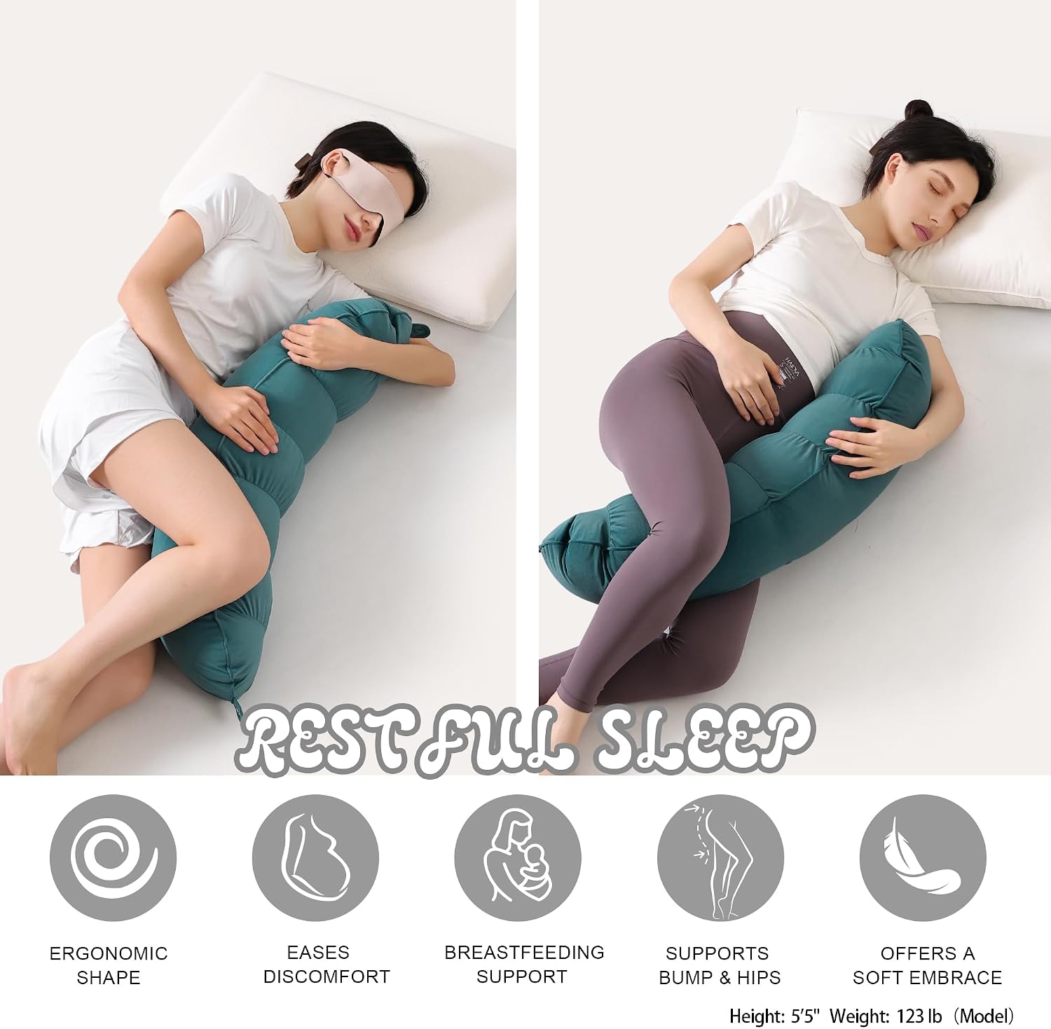 Peallow(Pat. Pend) – Long Round Body Pillow for Adults, Bolster Pillow for Sleeping, Soft and Supportive Pillow for Sleeping & Lumbar…