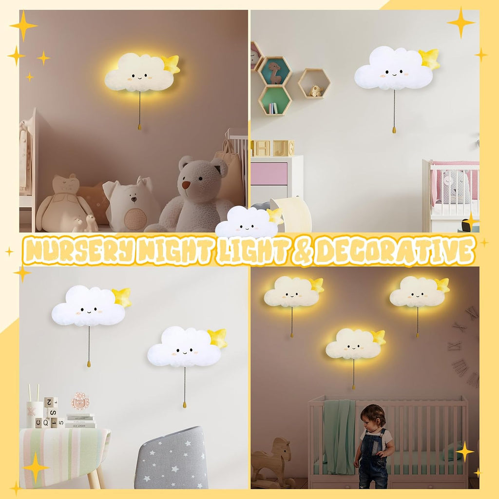 Aurelema Cloud Night Light Wall Lamp Sleeping Nursery Lighting Cute Floating Battery Operated Hanging Lamp for Baby Boys Girls Bedroom…