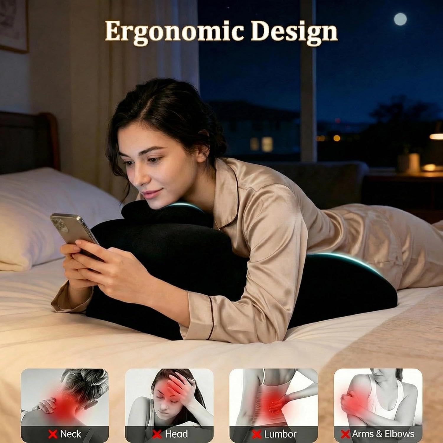 Generic Memory Foam Ergonomic Rest Pillow, Multi-Use Reading & Prone Sleep Pillow for Back Support, Comfortable Wedge for Sitting Up…
