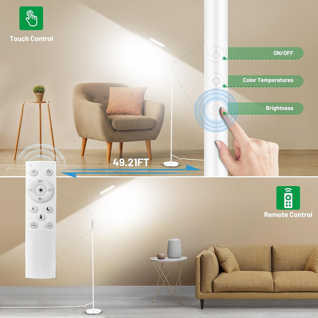 Yikuneng Dimmable LED Floor Lamp, Super Bright Reading Lamps Floor Standing Lamp with Remote & Touch Control, Stepless Dimming &…