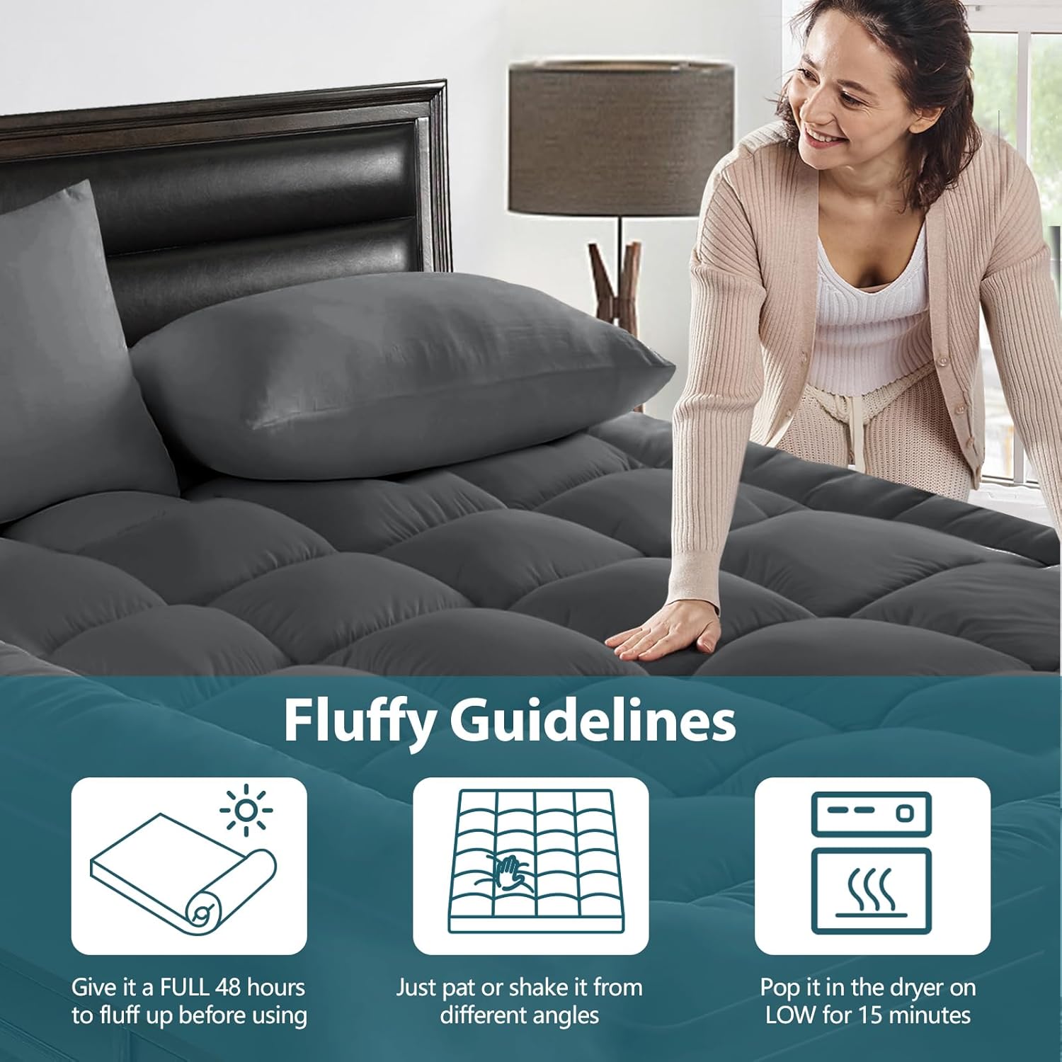 CYMULA Mattress Topper Super Queen Size - Extra Thick Cooling Mattress Pad Cover for Back Pain - Soft Mattress Protector Bed Topper…