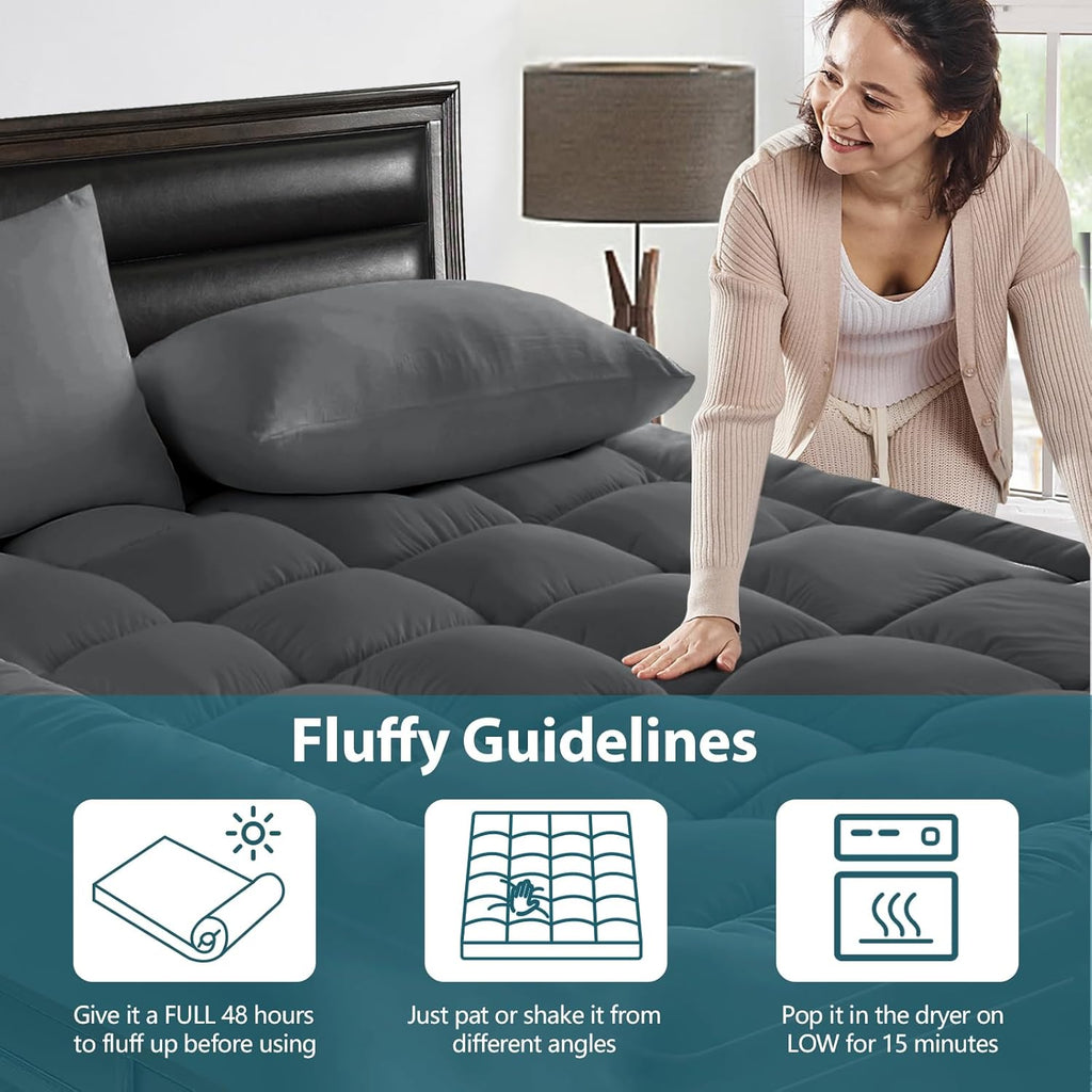 CYMULA Mattress Topper Queen Size - Extra Thick Cooling Mattress Pad Cover for Back Pain - Soft Mattress Protector Firm Bed Topper Pillow…