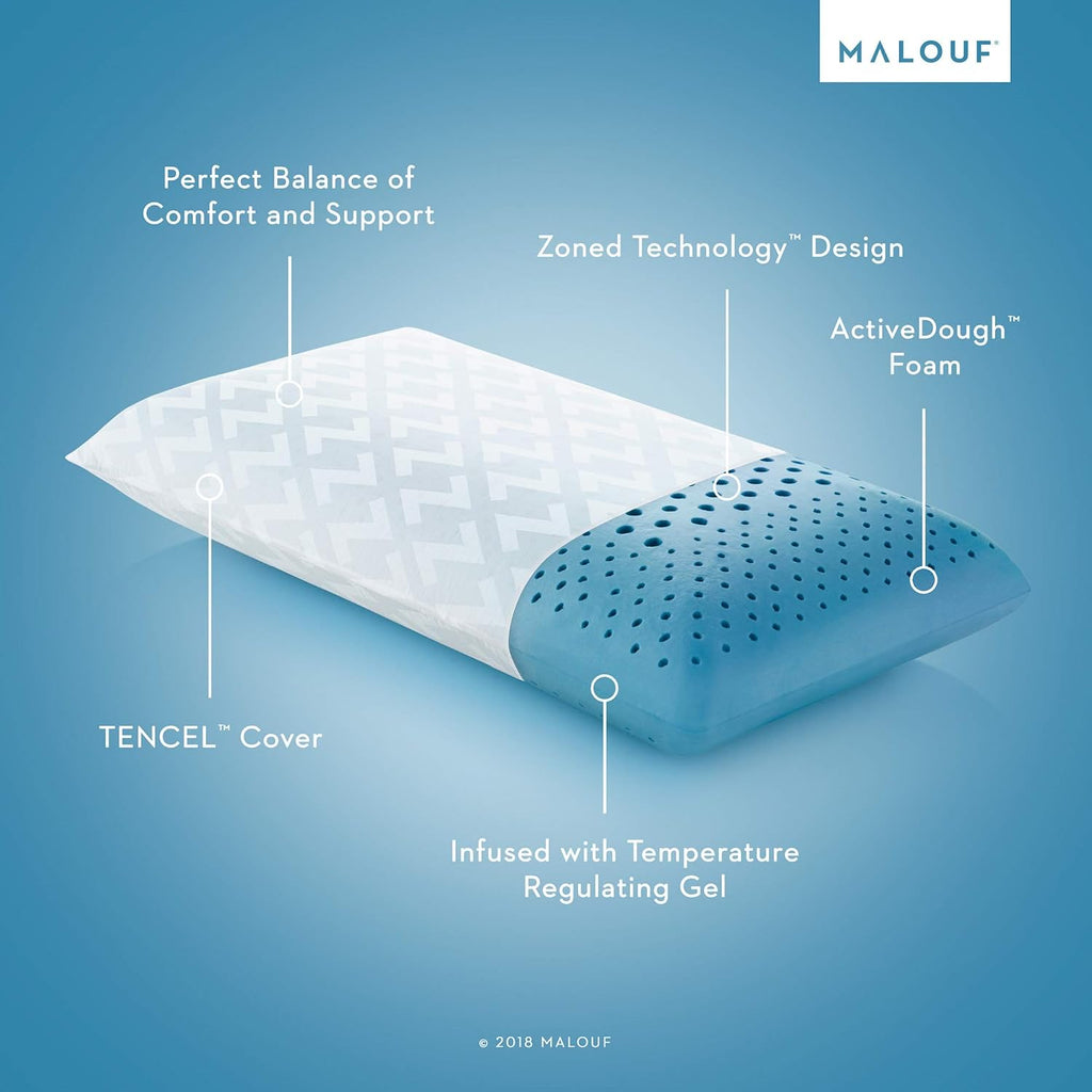 MALOUF Zoned Pillow Infused with Temperature Regulating Gel-New ACTIVEDOUGH Formula is Responsive, Supportive, and Plush-Mid Loft-Queen…