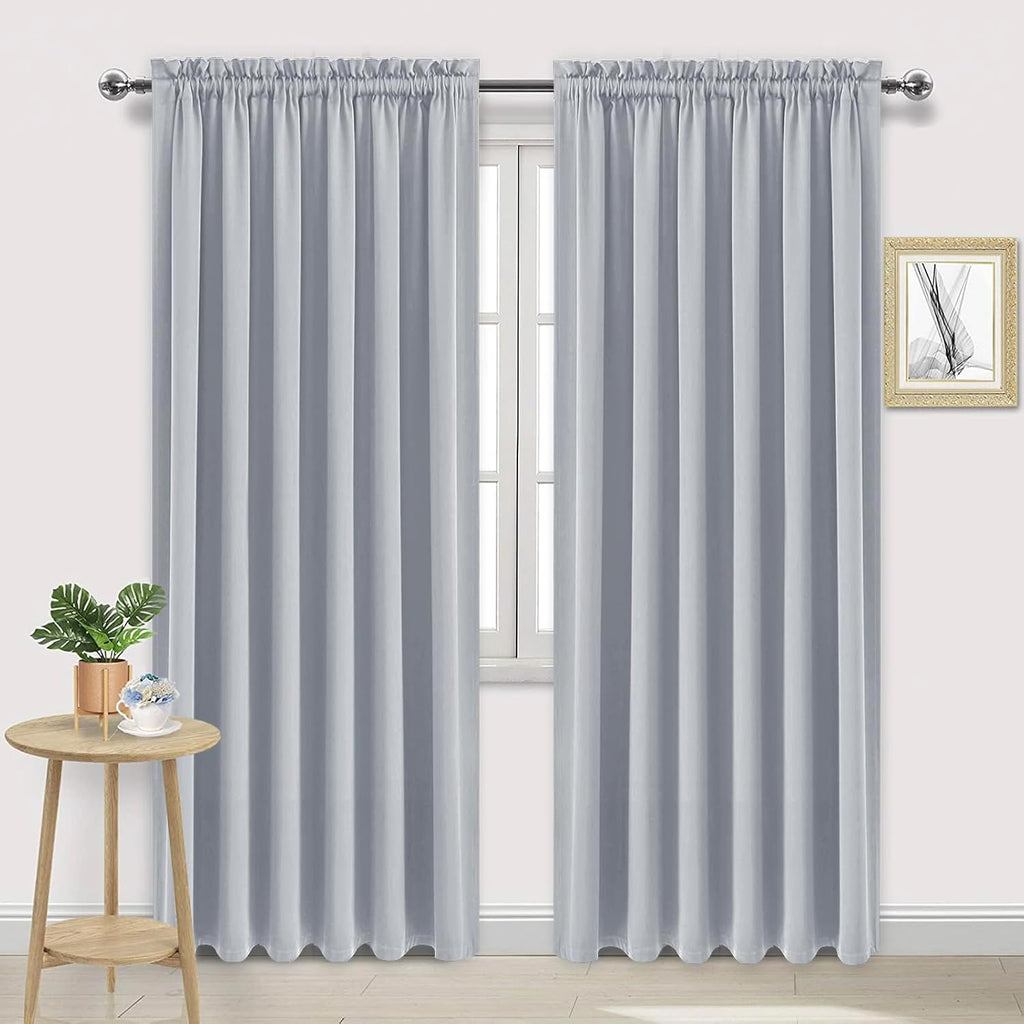 DWCN Blackout Curtains for Living Room Thermal Insulated, Energy Saving & Noise Reducing Bedroom Curtains, Silver Grey, W 70x L 84 Inch…