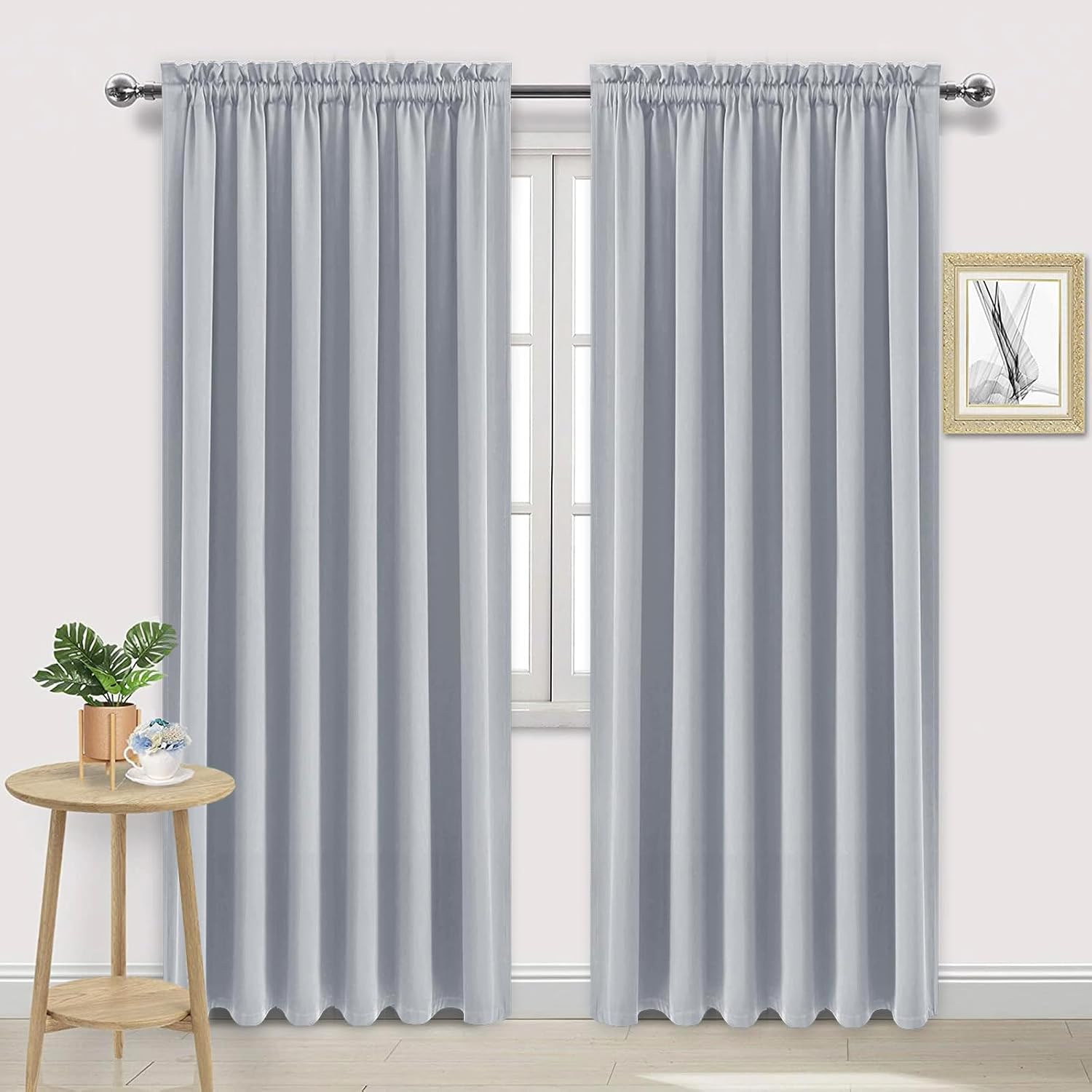 DWCN Blackout Curtains for Living Room Thermal Insulated, Energy Saving & Noise Reducing Bedroom Curtains, Silver Grey, W 70x L 84 Inch…