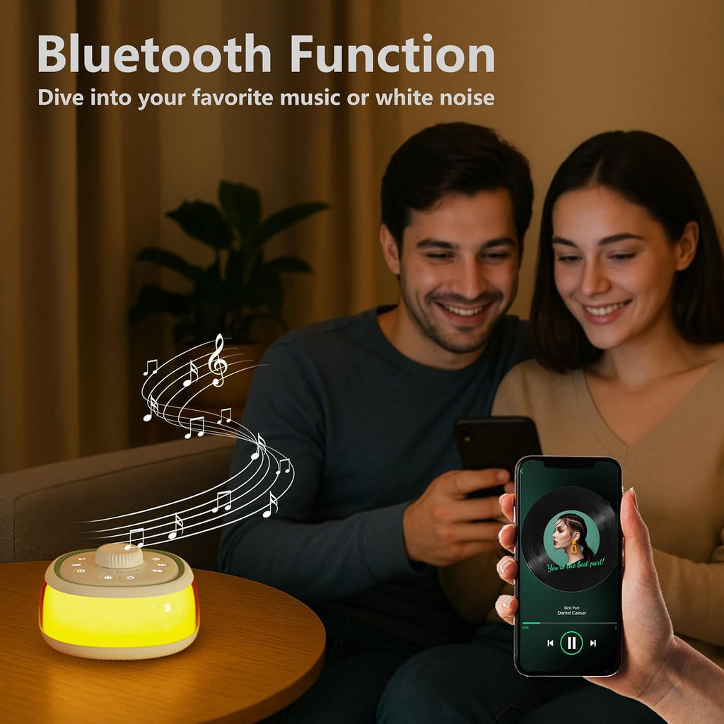 DONOW White Noise Sound Machine with Light Bluetooth, 30 Soothing Sounds, Knob Volume Control, 8 Colors Night Light with Memory Function…