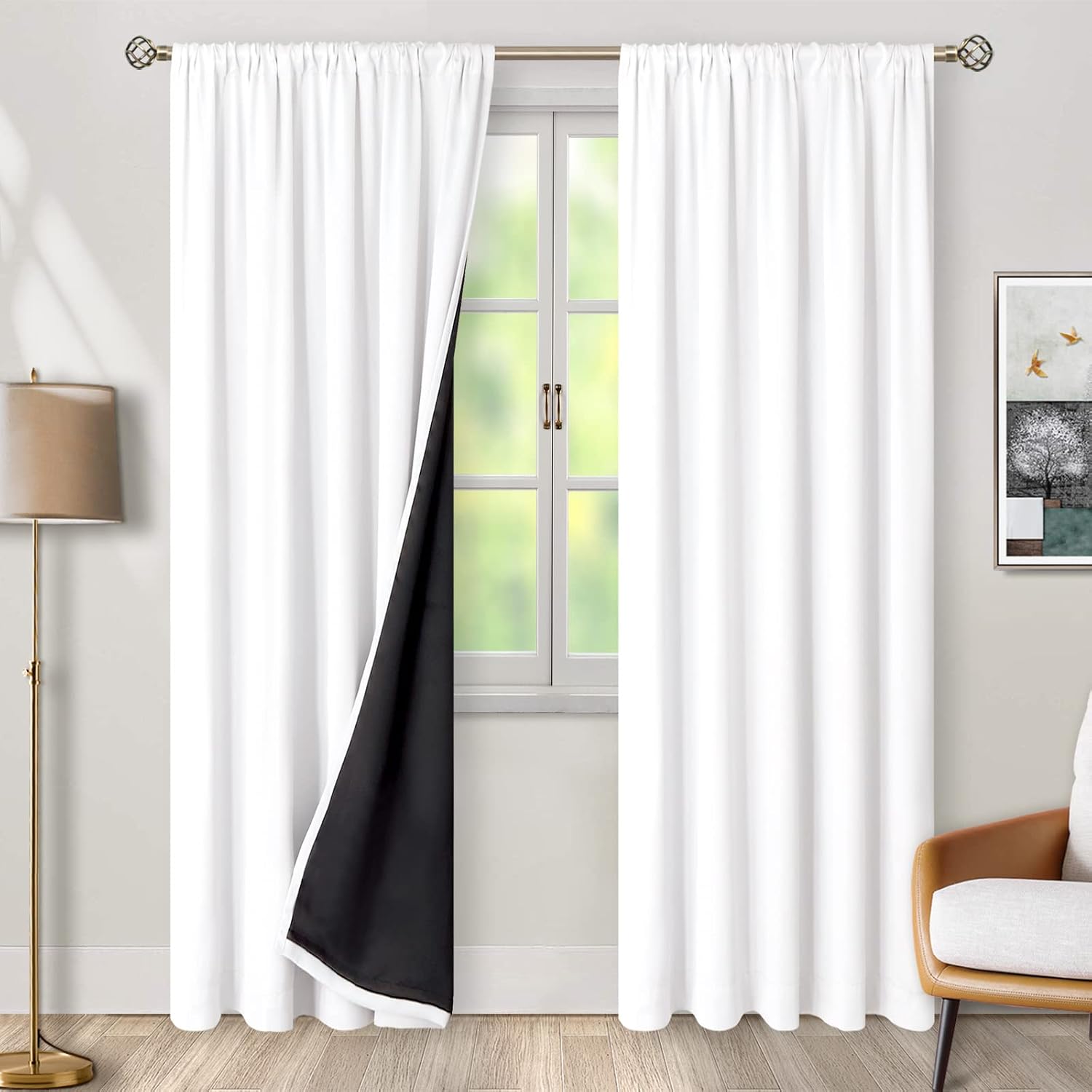 BGment Full Blackout Curtains with Thermal Insulation Liner Curtains 95 Inches Long, Rod Pocket and Back Tab Room Darkening Double Layer…