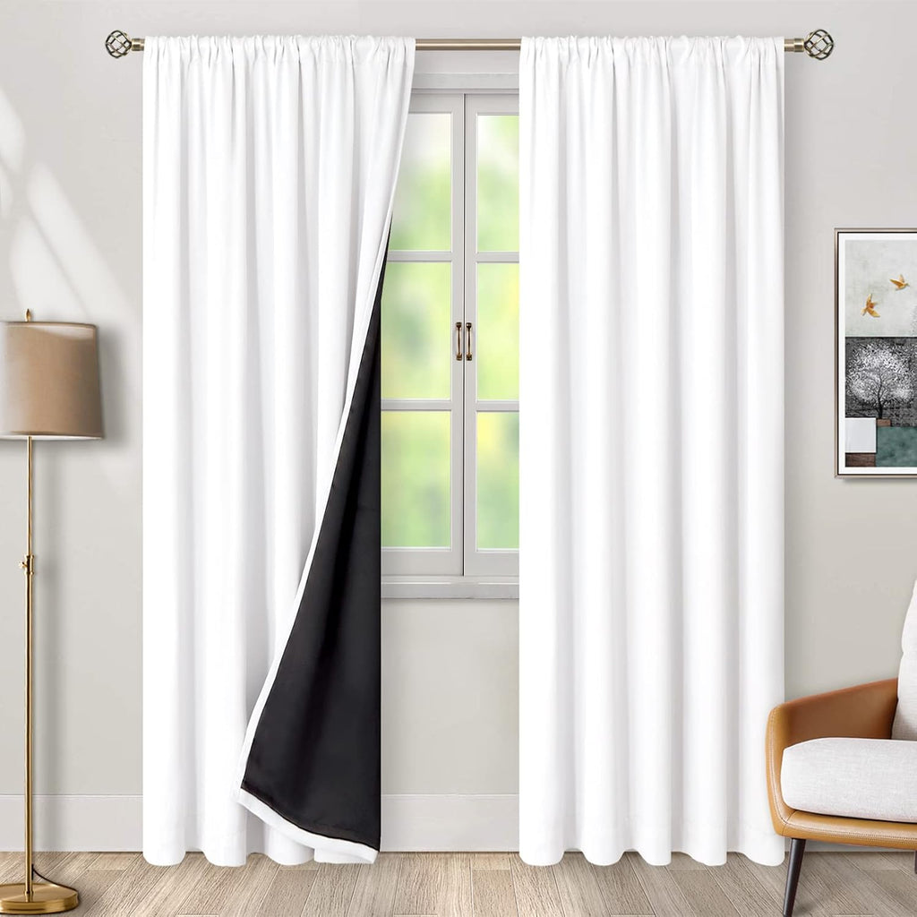 BGment Full Blackout Curtains with Thermal Insulation Liner Curtains 90 Inches Long, Rod Pocket and Back Tab Double Layer Room Darkening…