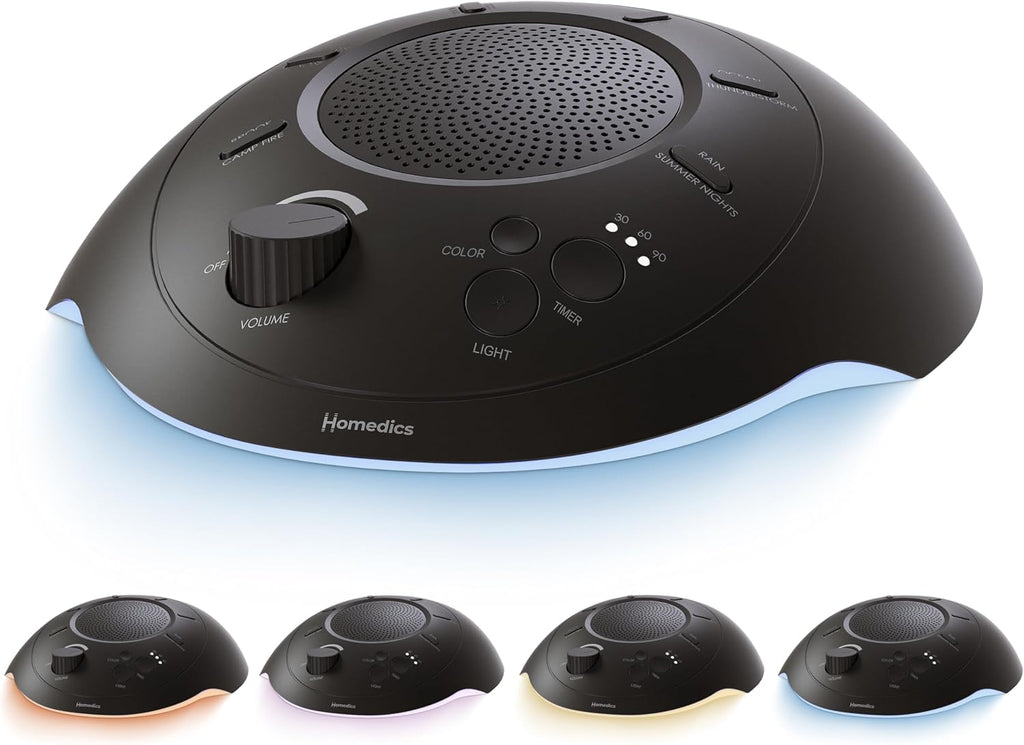 Homedics Sleep Better Portable Sound Machine, Night Light,12 Soothing Sounds Including White Noise, Rain, and Thunderstorm…