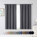 WelvetBLK Grey Room Darkening Curtains for Bedroom Living Room 45 Inch Length 2 Panels Set, Soft Solid Thermal Insulated Rod Pocket Short C…