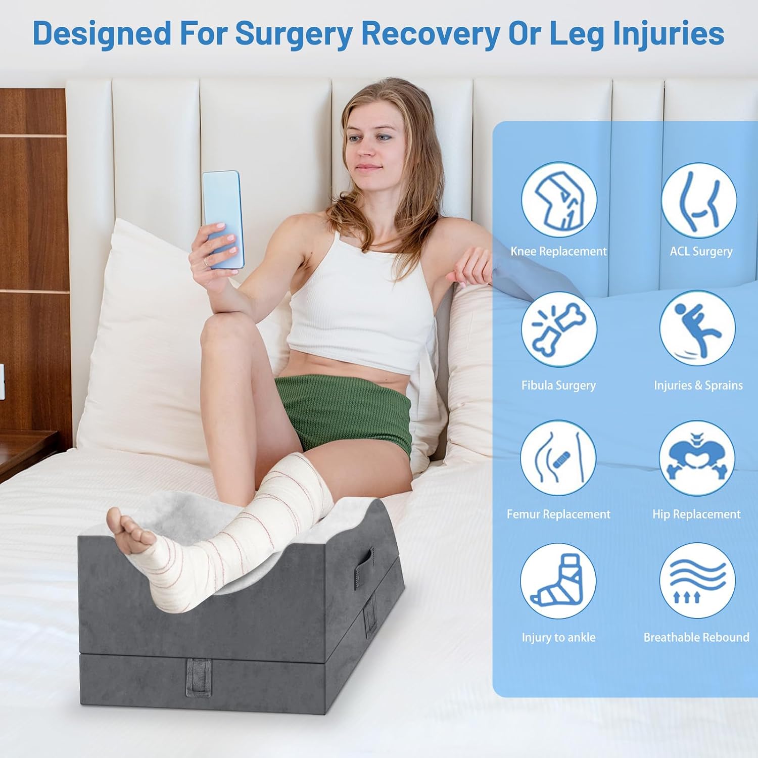 TranquilRelax Leg Elevation Pillows, Wedge Pillow for After Surgery, Memory Foam Leg Support Adjustable, Comfort comfort for Back…