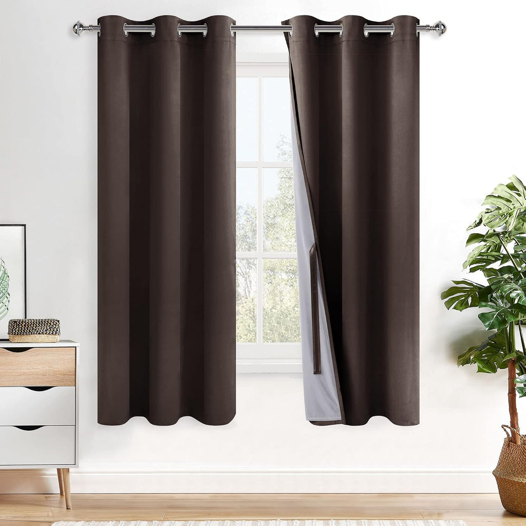 Xwzo 100% Blackout Window Curtains - Thermal Insulated & Completely Room Darkening Black Liner Window Treatment with Tiebacks for Bedroom/L…