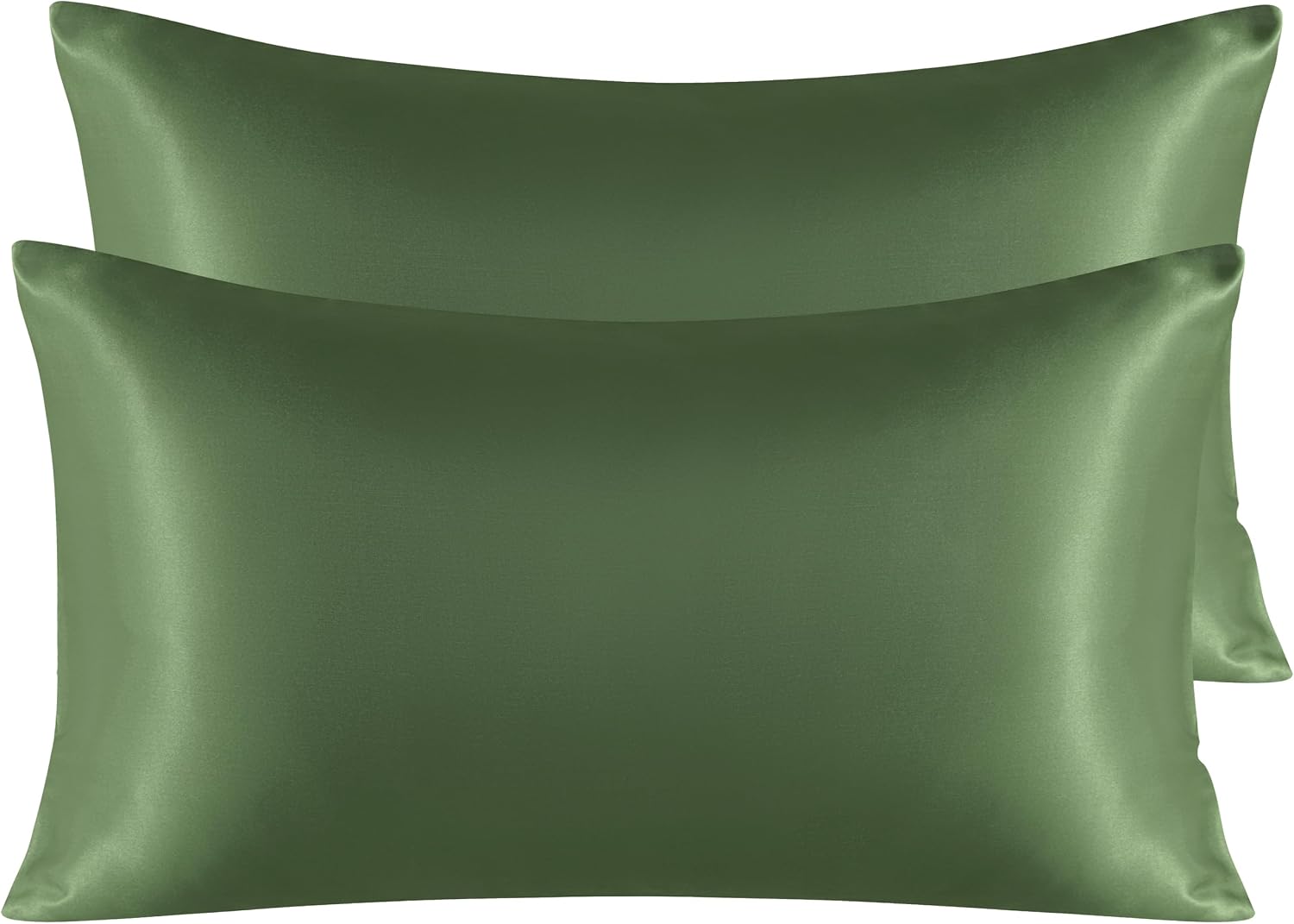 Ntbay 2 Pack Satin King Pillowcases for Hair and Skin, Luxurious and Silky Pillow Cases with Envelope Closure, 20x36 Inches, Olive Green 2…