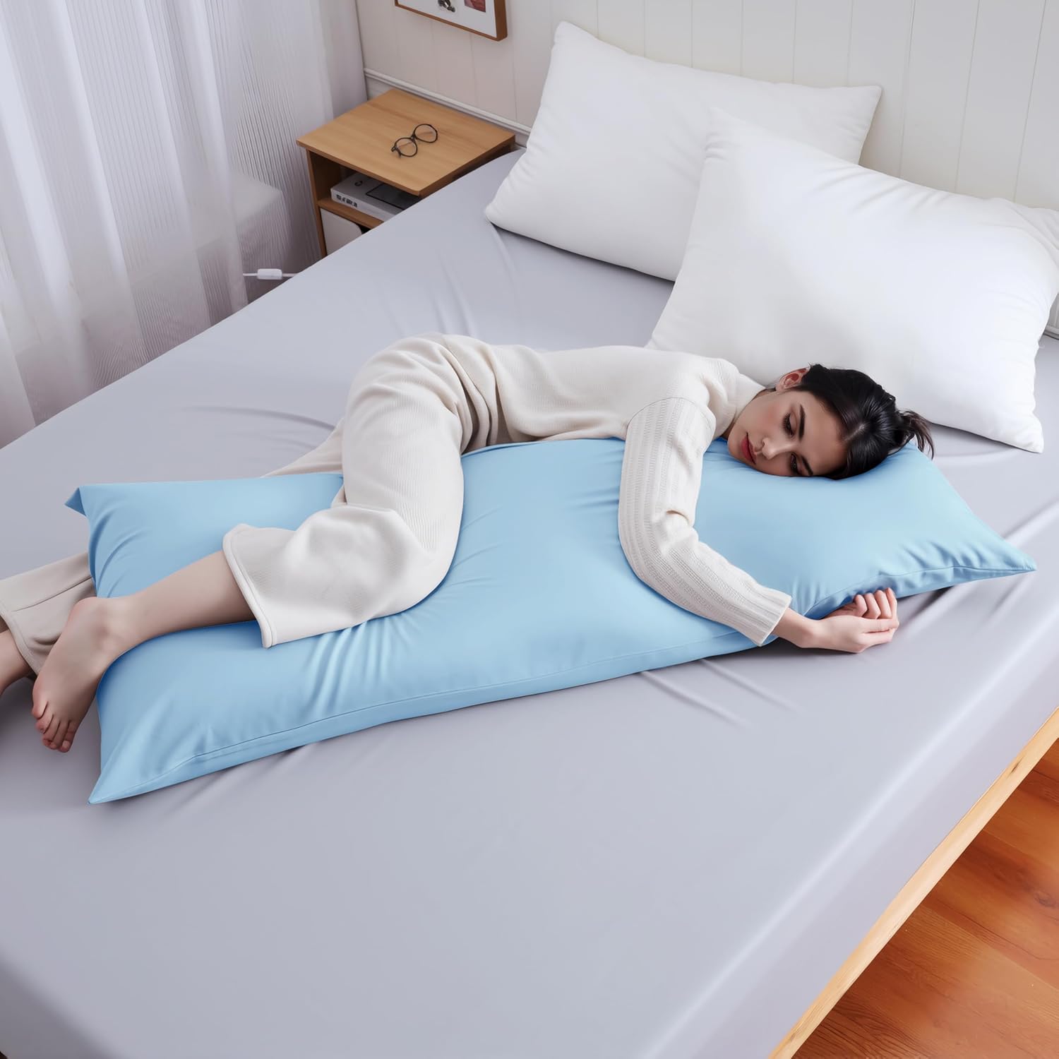 ShunjieHome Body Cooling Pillow Case, Viscose Derived from Bamboo Long Pillow Protectors, 400 TC Soft Silky Breathable Summer Body Pillowcas…