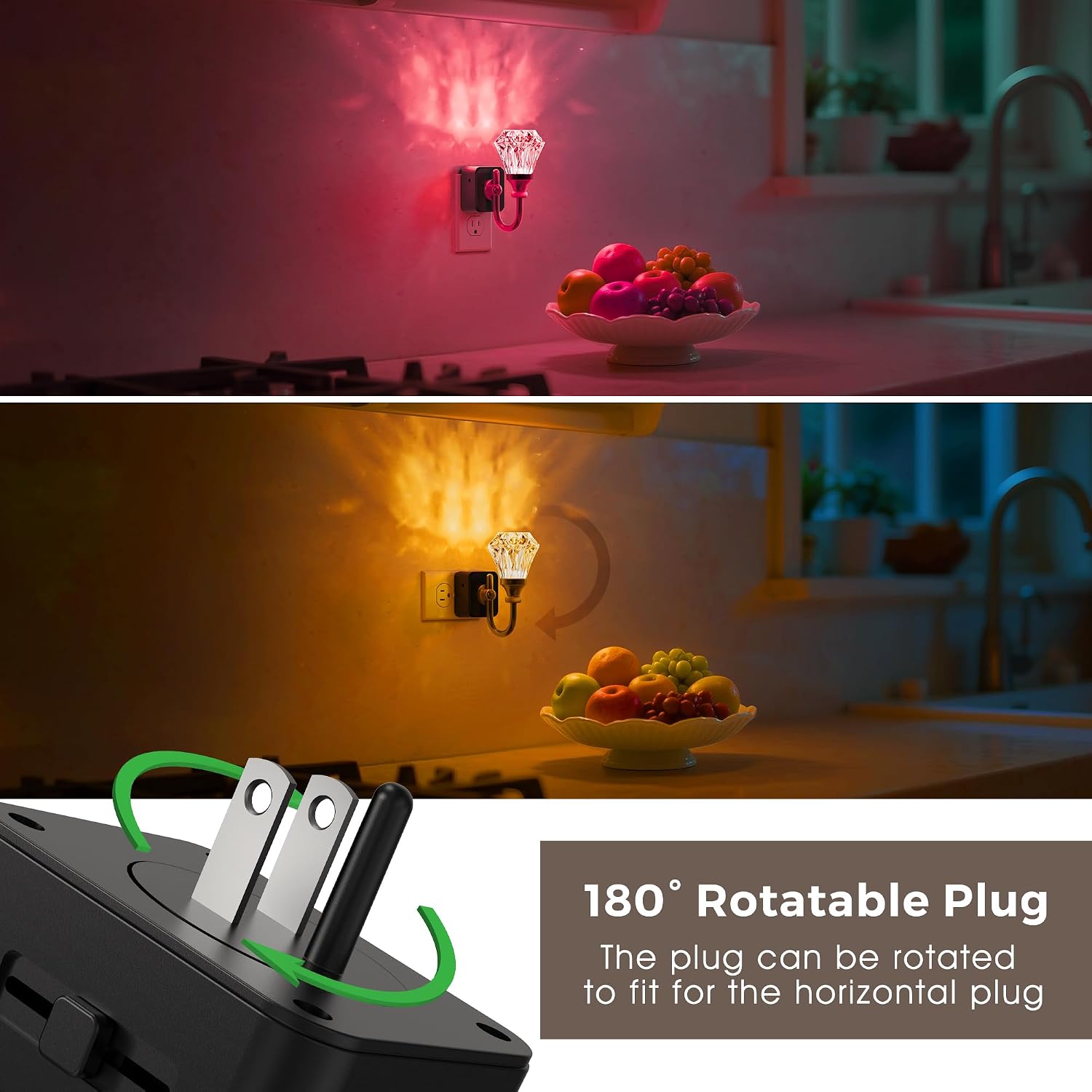 L LOHAS LED Night Lights Plug into Wall -10-Color Changing RGB Floral Night Lights with Auto Sensor, 3 Brightness Levels, Rotatable Plug…