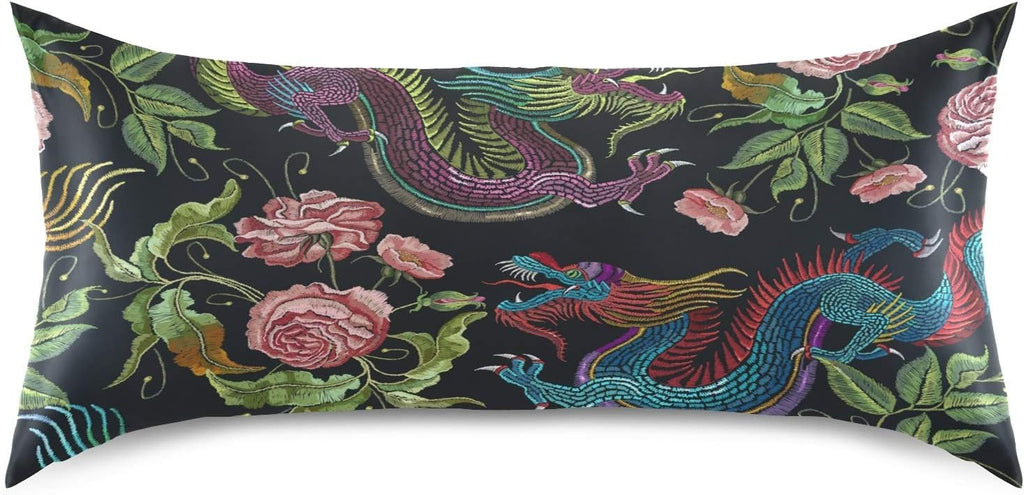 Blueangle Embroidery Chinese Dragon Satin Pillowcase for Hair and Skin Silk Pillowcase, Queen Size(20x30 inches) - Satin Pillow Covers…