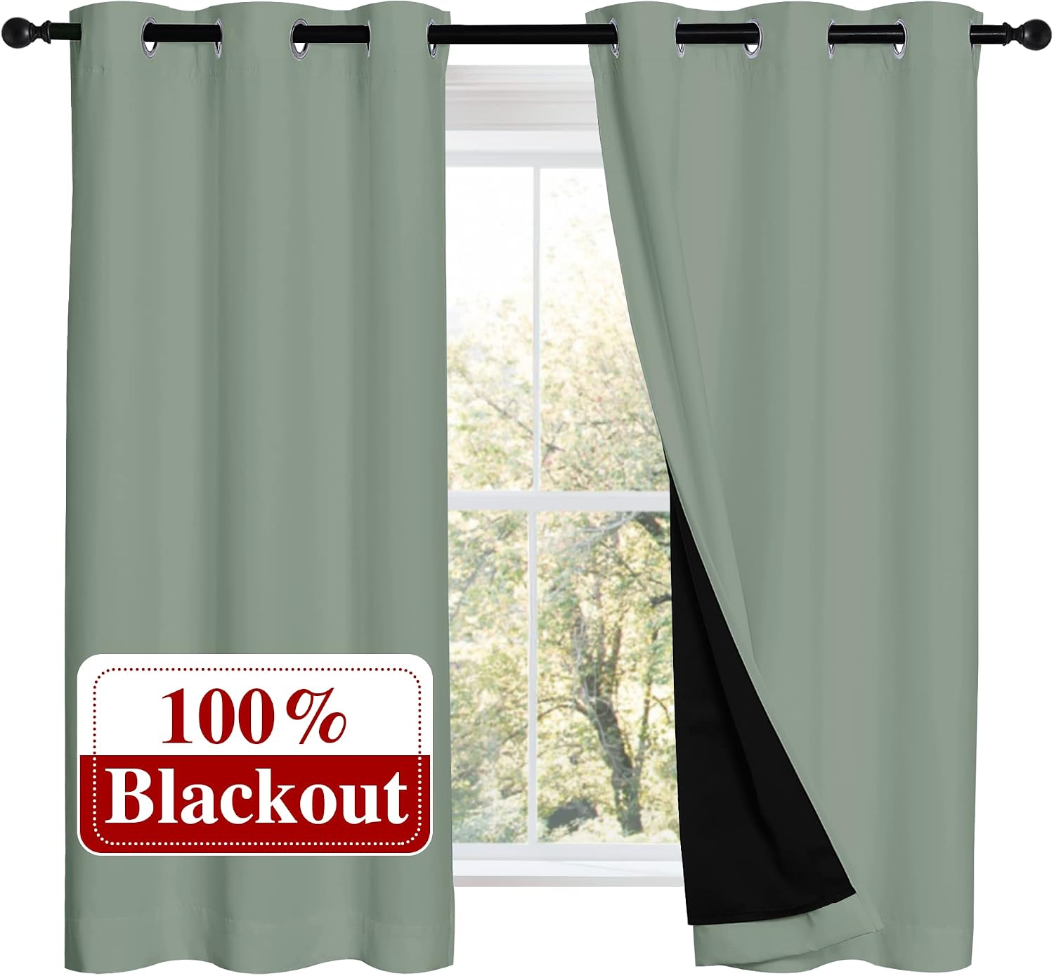 Nicetown 100% Blackout Curtains 54 inches Long, Double-Deck Completely Blackout Window Treatment Thermal Insulated Lined Drapes for Small W…