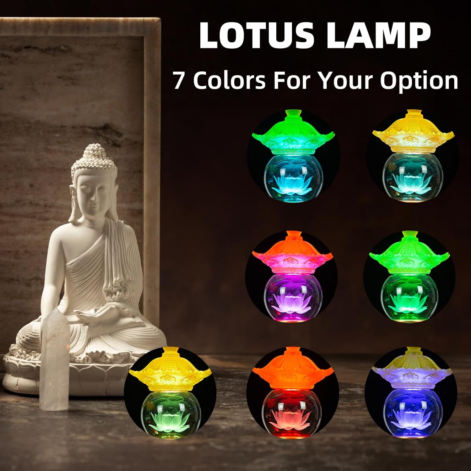 Lotus Lamp for Meditation & Relaxation, LED Color Changing Buddha Light with Touch Control, Adjustable Brightness Mood Light for Yoga…
