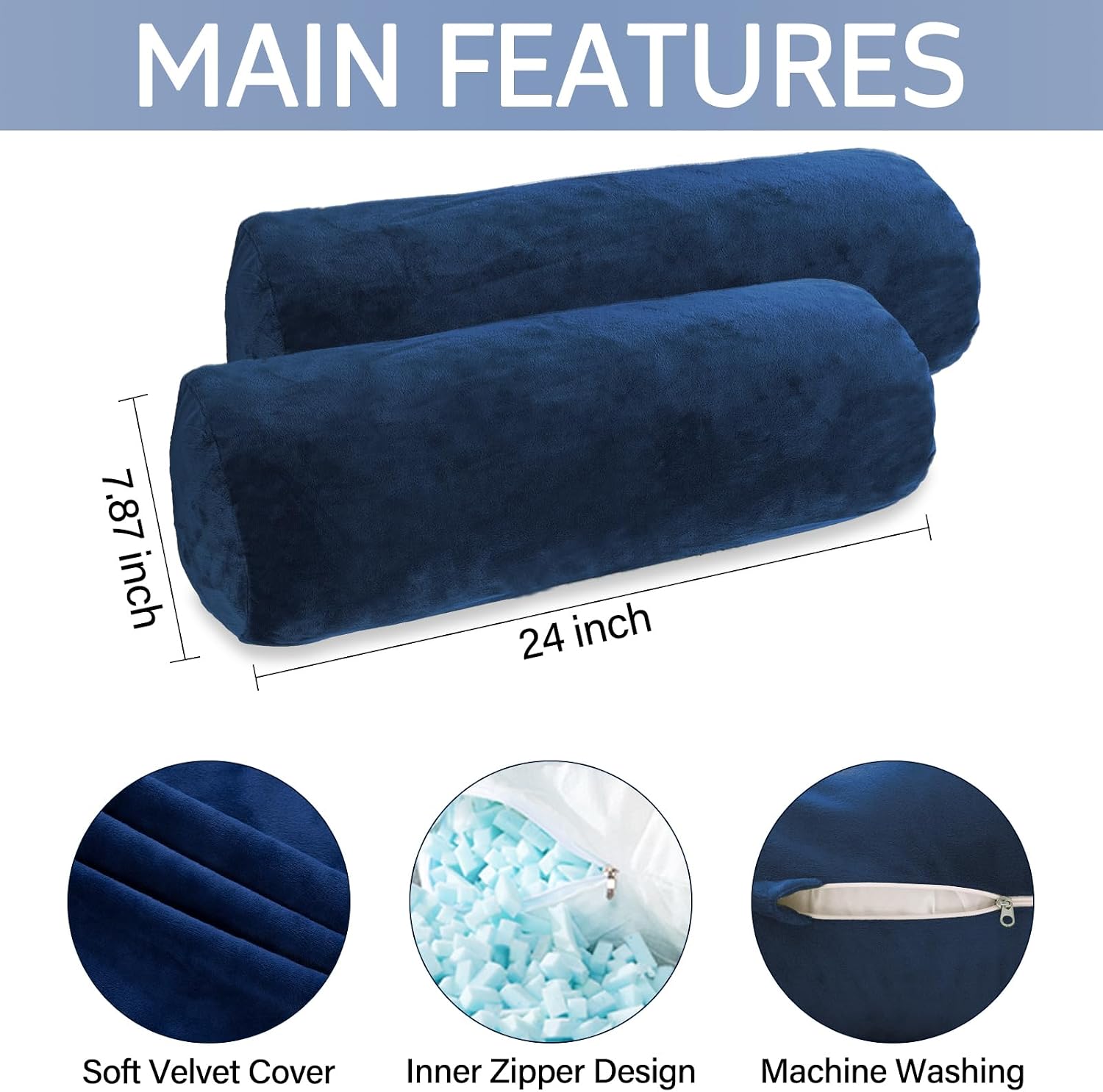 1Middleone 1 MIDDLE ONE Body Pillow, Memory Foam Body Pillows for Adults Sleeping, Decorative Bolster Pillow for Bed & Couch, Long Cylinder…