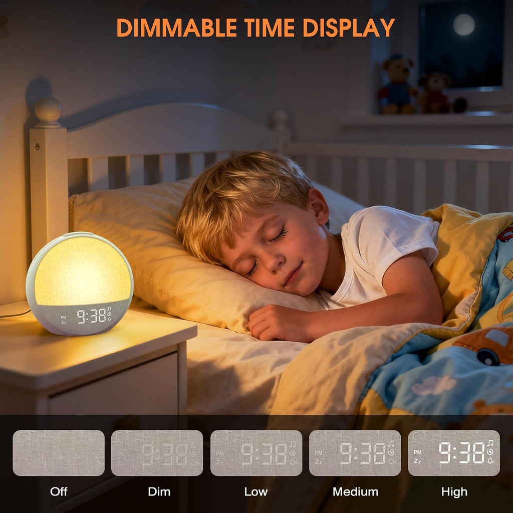 Sunrise Alarm Clock, White Noise Sound Machine with 30 Soothing Sounds, Dimmable Night Light, Natural Sunlight Lamp Gentle Wake Up Light…