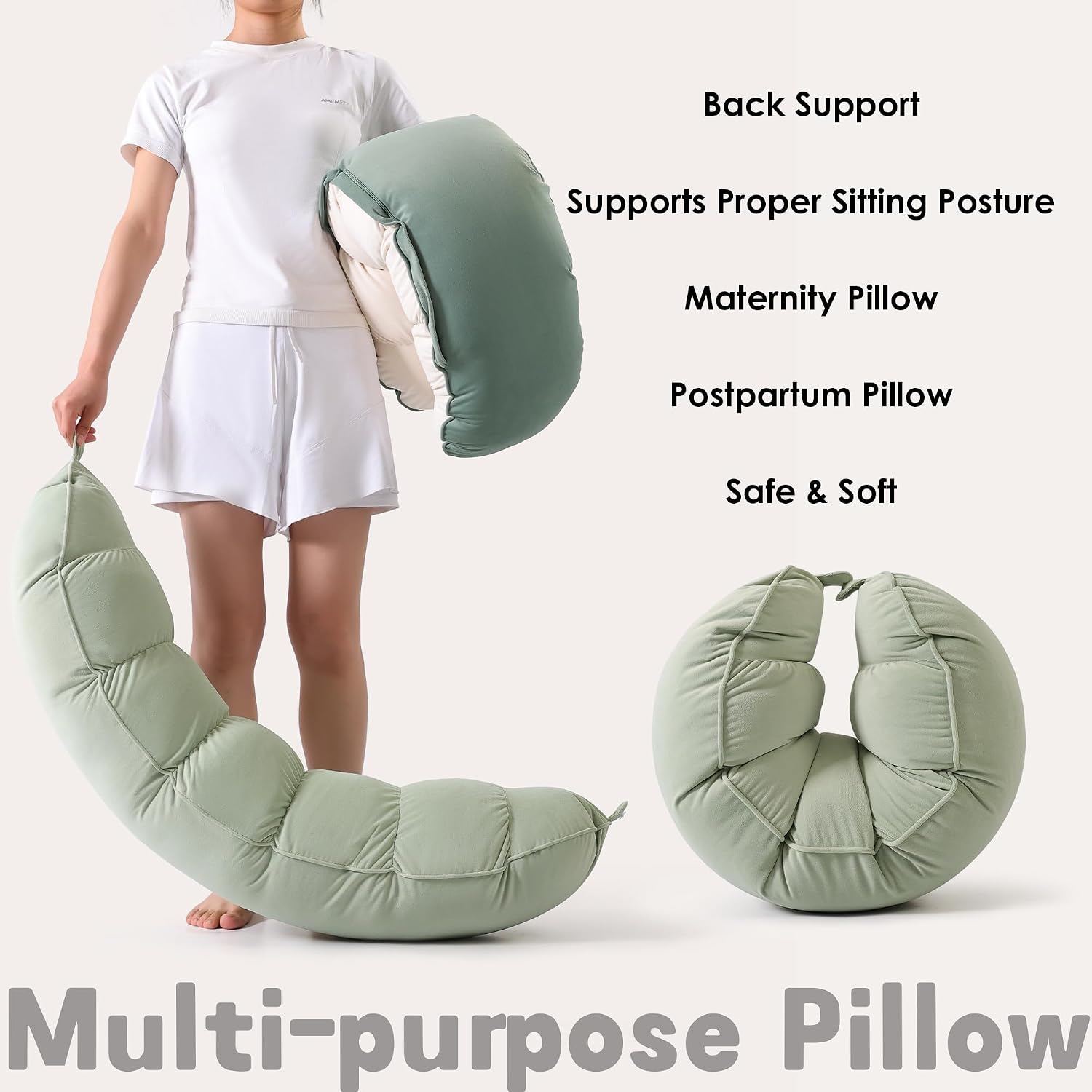 Peallow(Pat. Pend) – Long Round Body Pillow for Adults, Bolster Pillow for Sleeping, Soft and Supportive Pillow for Sleeping & Lumbar…
