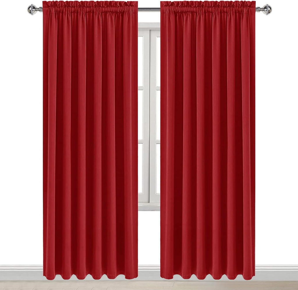 DWCN Blackout Curtains for Living Room Thermal Insulated, Energy Saving & Noise Reducing Bedroom Curtains, Red, W 70x L 84 Inch, Set of 2…
