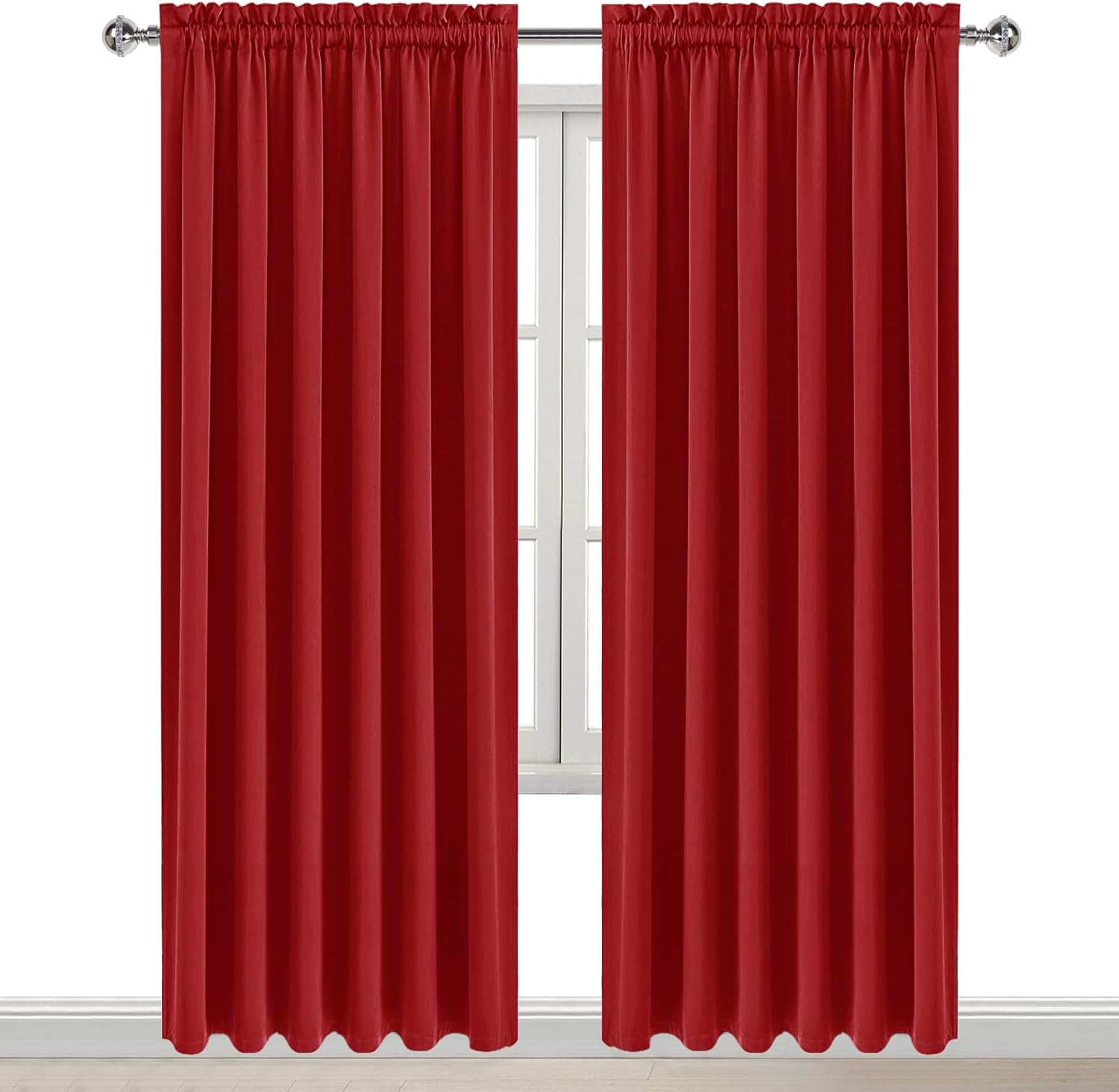 DWCN Blackout Curtains for Living Room Thermal Insulated, Energy Saving & Noise Reducing Bedroom Curtains, Red, W 70x L 84 Inch, Set of 2…