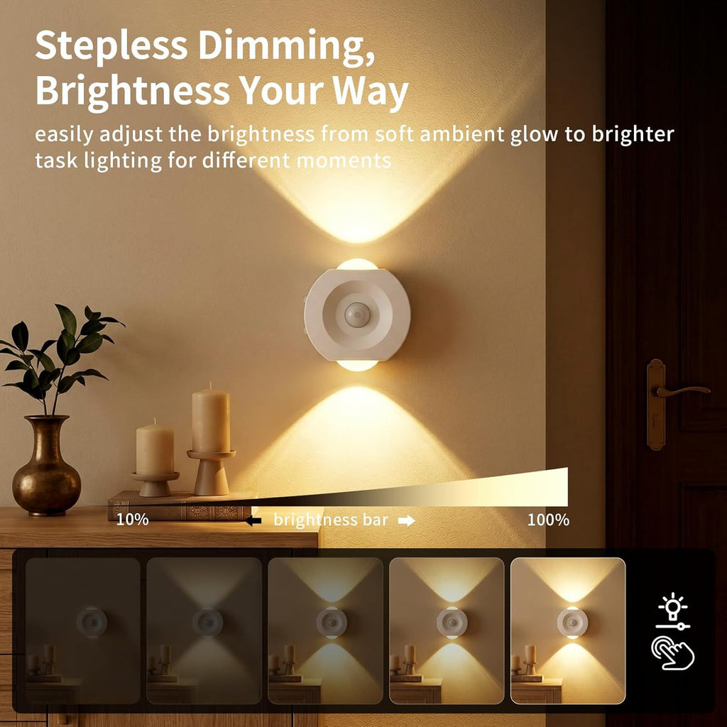 Horta Rechargeable Motion Sensor Night Light 4 Pack, Dimmable LED Night Lights with 4 Modes & 3 Color Temperatures, Magnetic Stick-On…