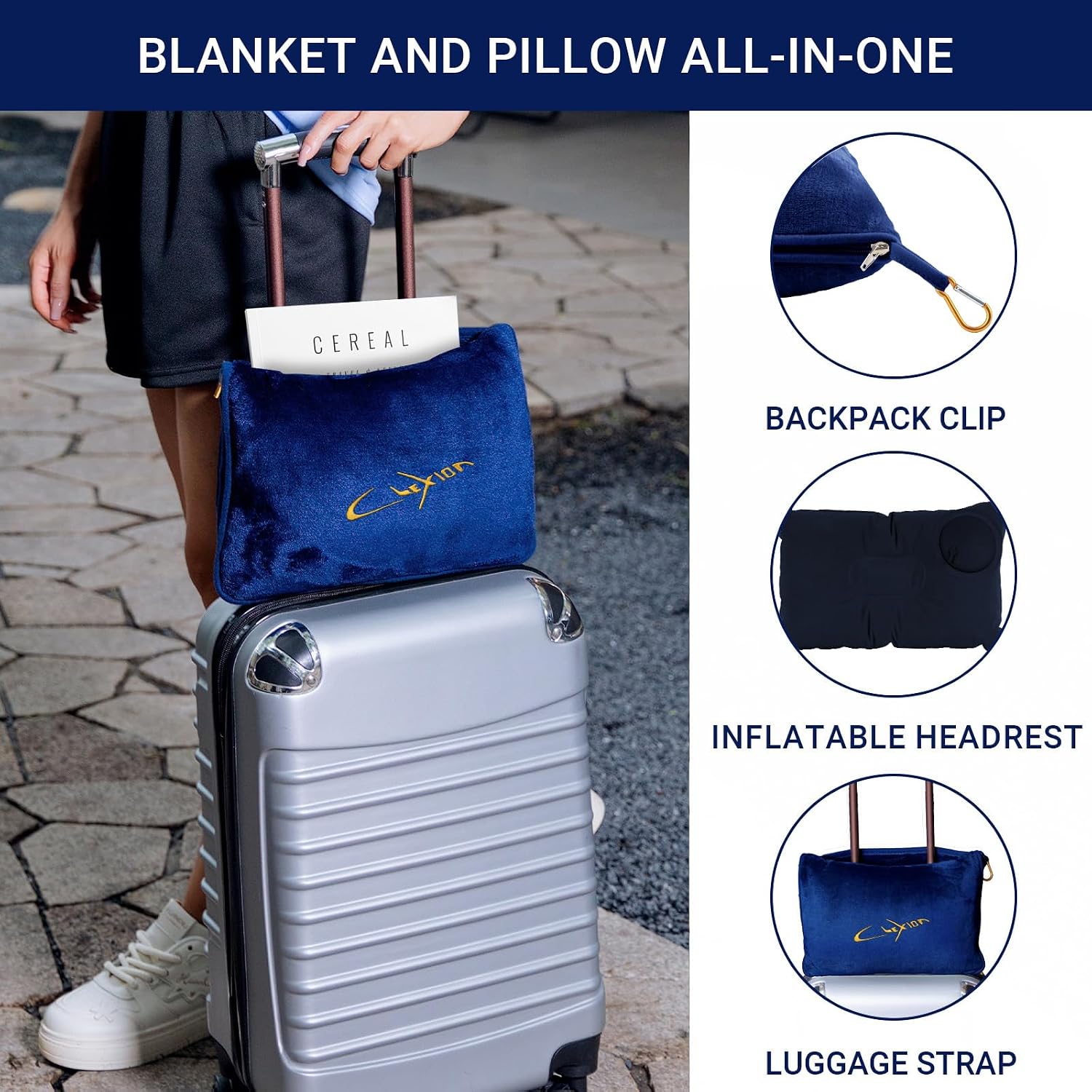 Travel Blanket & Pillow Set, 300 GSM Soft Fleece, 60x43 Inches, 3-in-1 Airplane Blanket, Travel Pillow and Blanket Set, Travel Blanket…