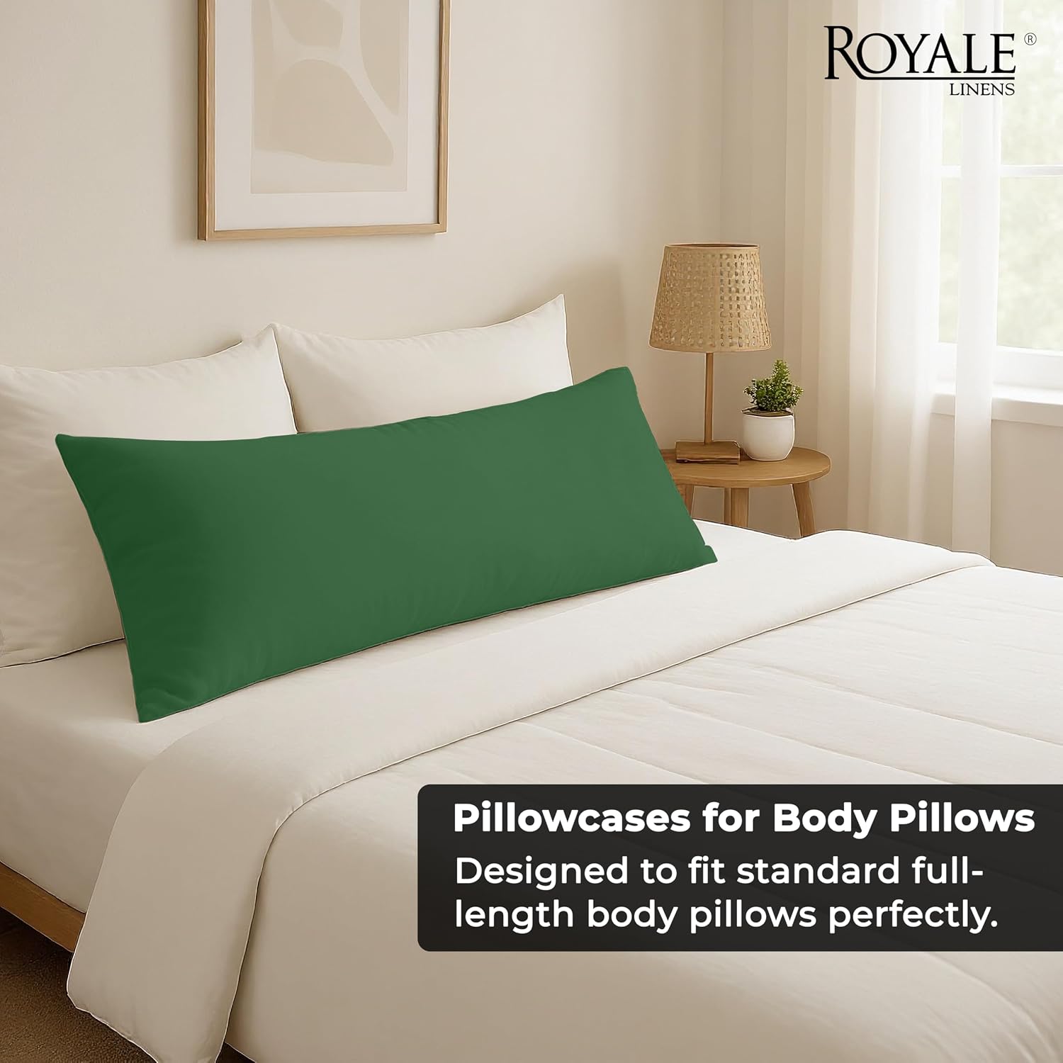 Royalelinens ROYALE LINENS Body Pillow Cover - Double Brushed 1800 Microfiber - 20"x54" with Hidden Zipper Closure - Wrinkle & Fade Resista…