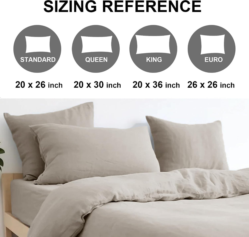 Chuffed 100% French Linen Pillow Cases Queen Size Set of 2, Stone Washed Flax Pillow Shams with Zipper Closure - Breathable & Cooling for H…