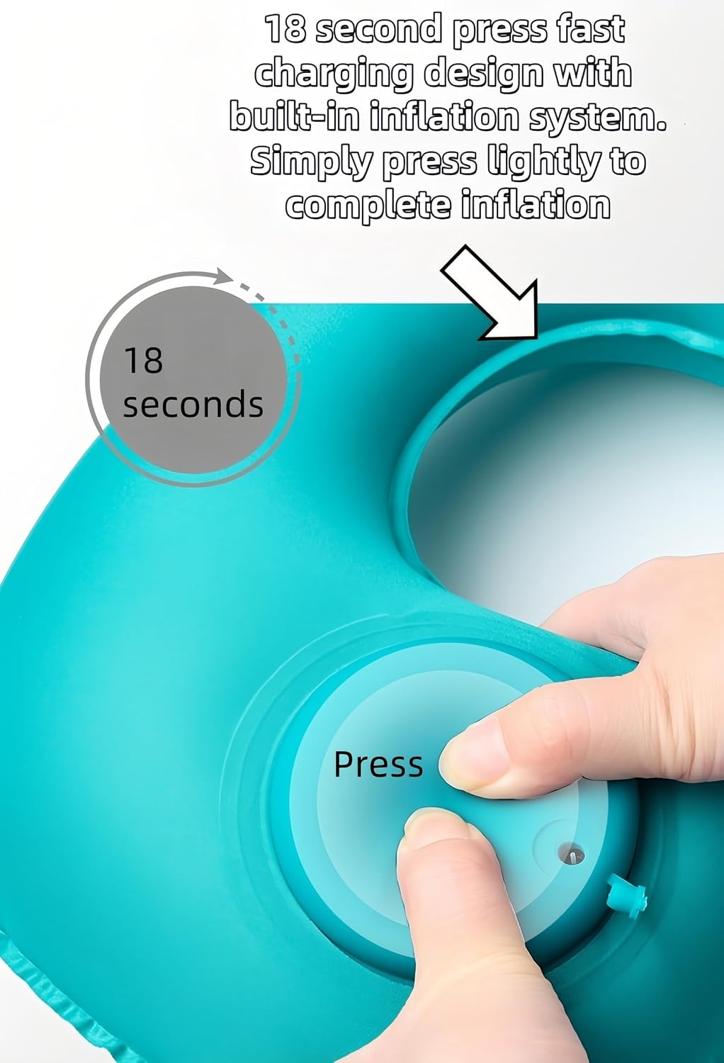 18-30s Quick Inflate /Deflate Neck Pillow for Travel - Adjustable Cervical Support with Dual Buckles, Breathable Milk Silk, Compact…