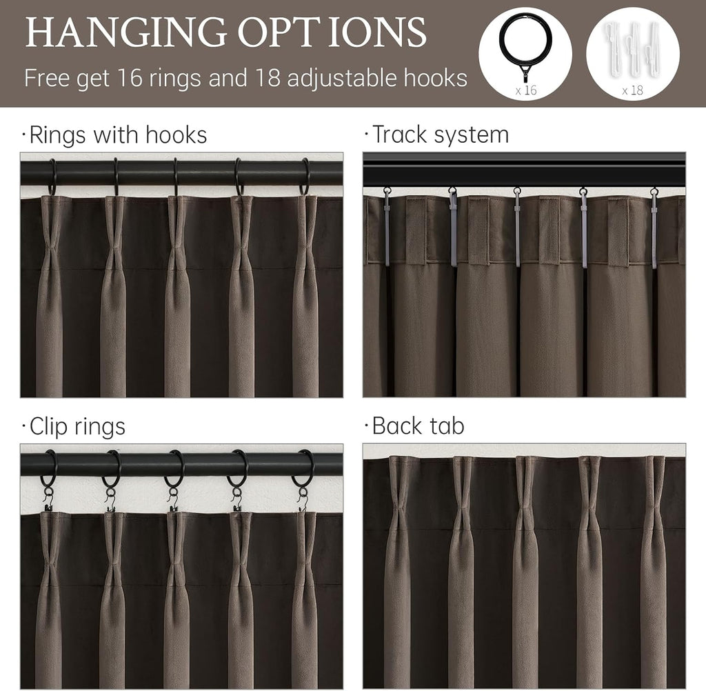 Drapenova 96 inches long Taupe Velvet Blackout Curtains for Living Room Bedroom Modern Elegant Luxury Light Blocking Thermal Insulat…
