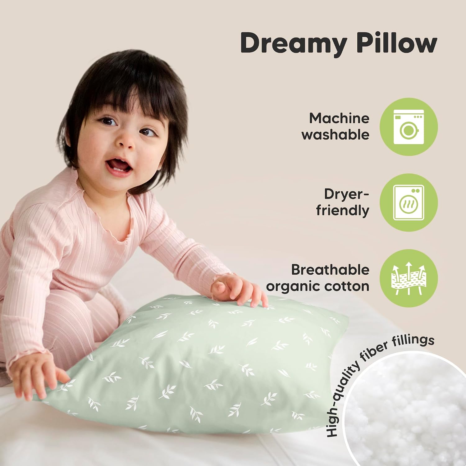 KeaBabies 2-Pack Toddler Pillows 2 Year Old to 5-13x18 Soft Organic Cotton Kids Pillow for Sleeping, Travel, School, Daycare, Nap…