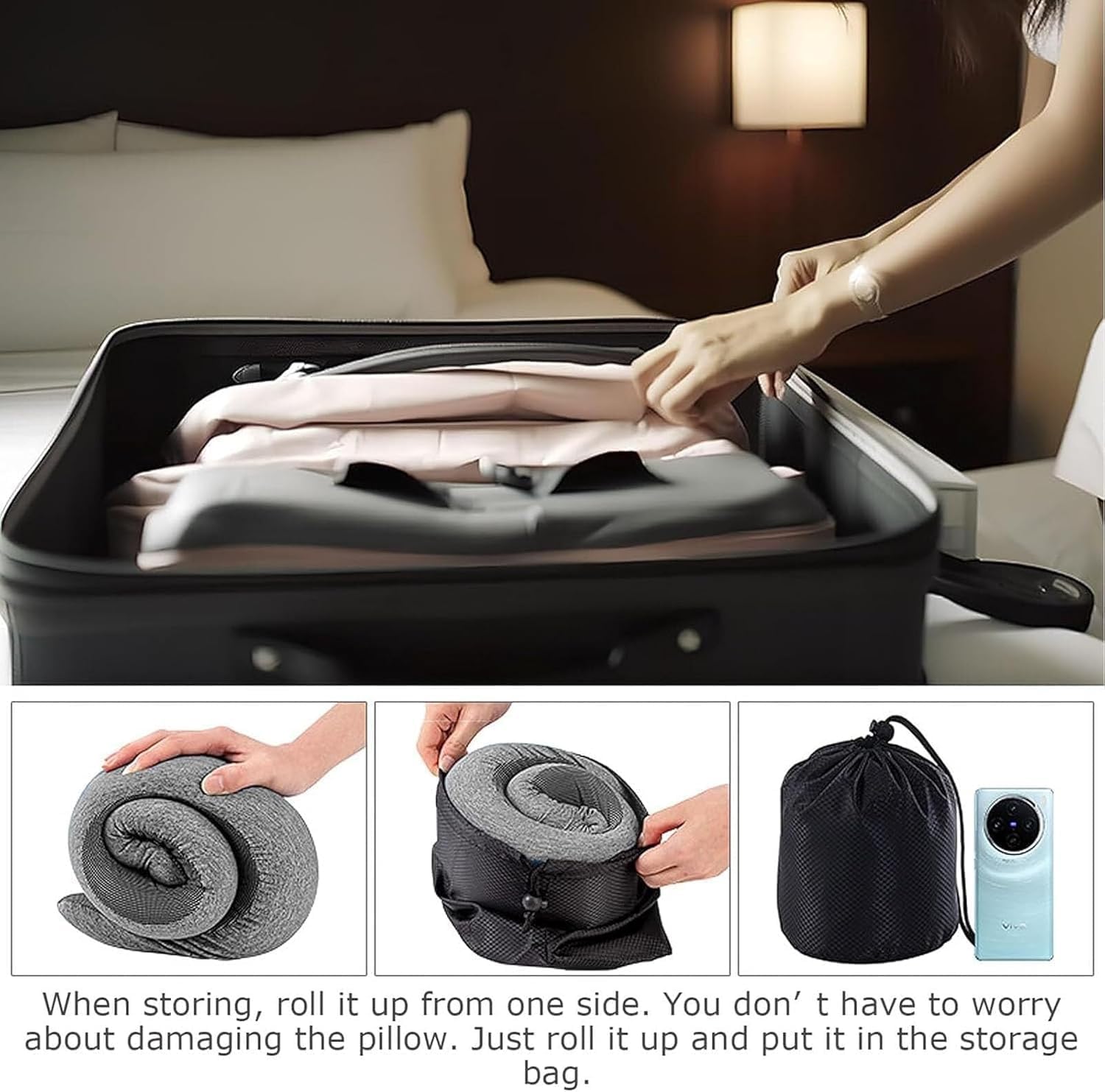 Weershun Travel Pillow for Airplanes, 2026 Memory Foam Neck Pillow with Chin Wrap for Traveling, Suitable for Airplanes, Offices and Cars (…