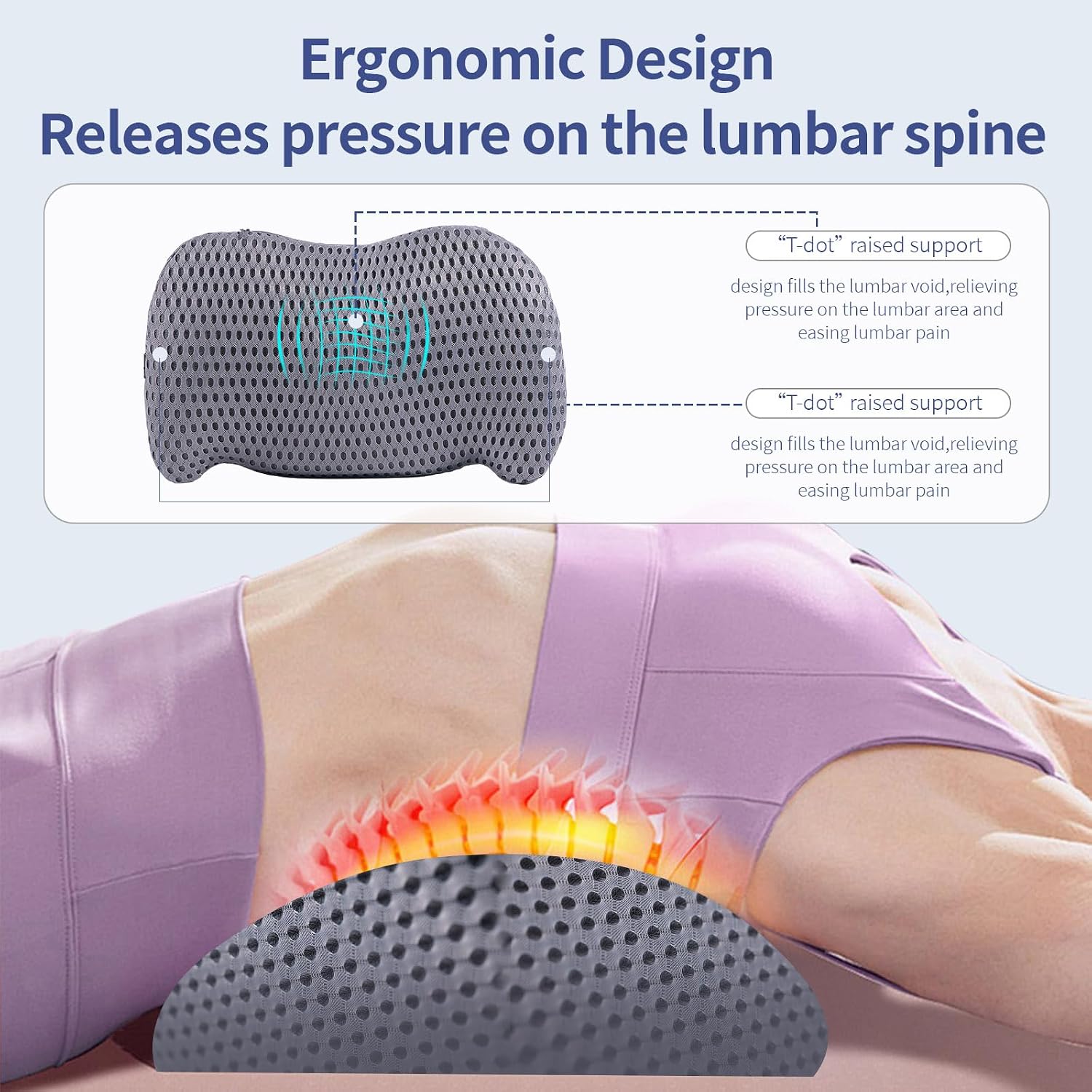 Bymecost Lumbar Support Pillow for Office Chair, Car Lumbar Pillow Lower Back, Memory Foam Back Cushion with 4D Mesh Cover and Adjustable…