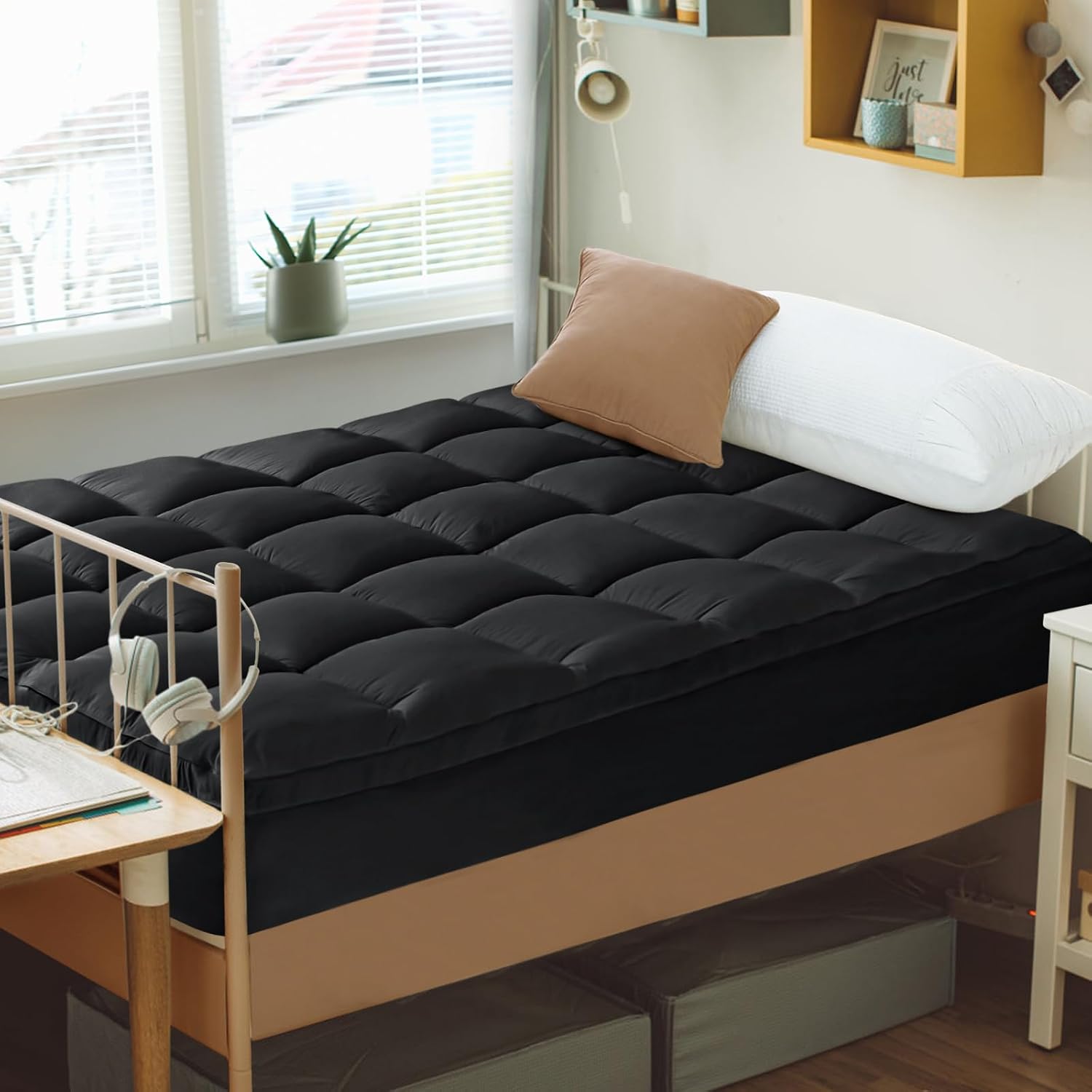 CYMULA Mattress Topper Twin Size - Soft Cooling Mattress Pad for College Dorm Room Essentials - Extra Thick Twin Protector Cover for Back…
