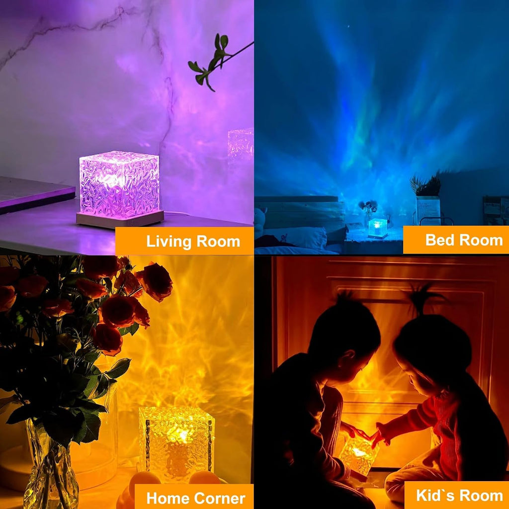 YXQUA Northern Lights Ocean Wave Projector Light, Galaxy Light Projector, 16 Colors Gradual Rotating Flame Water Ripple Ambient Night…