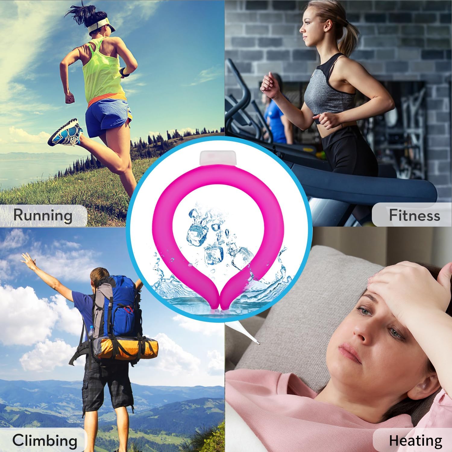 2PCS Neck Cooling Tube with Cold Insulated Bag, Reusable Ice Neck Cool Wearable Body Cooling Products for Summer Heat (Pink*2)