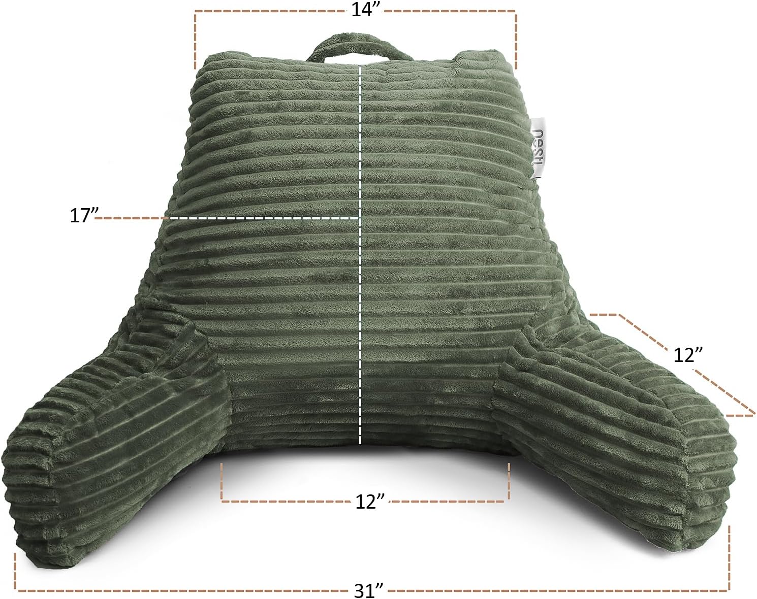 Nestl Reading Pillow with Shredded Memory Foam, Luxe Cut Plush Back Pillow for Sitting Up in Bed, Back and Arms Adjustable Support for…