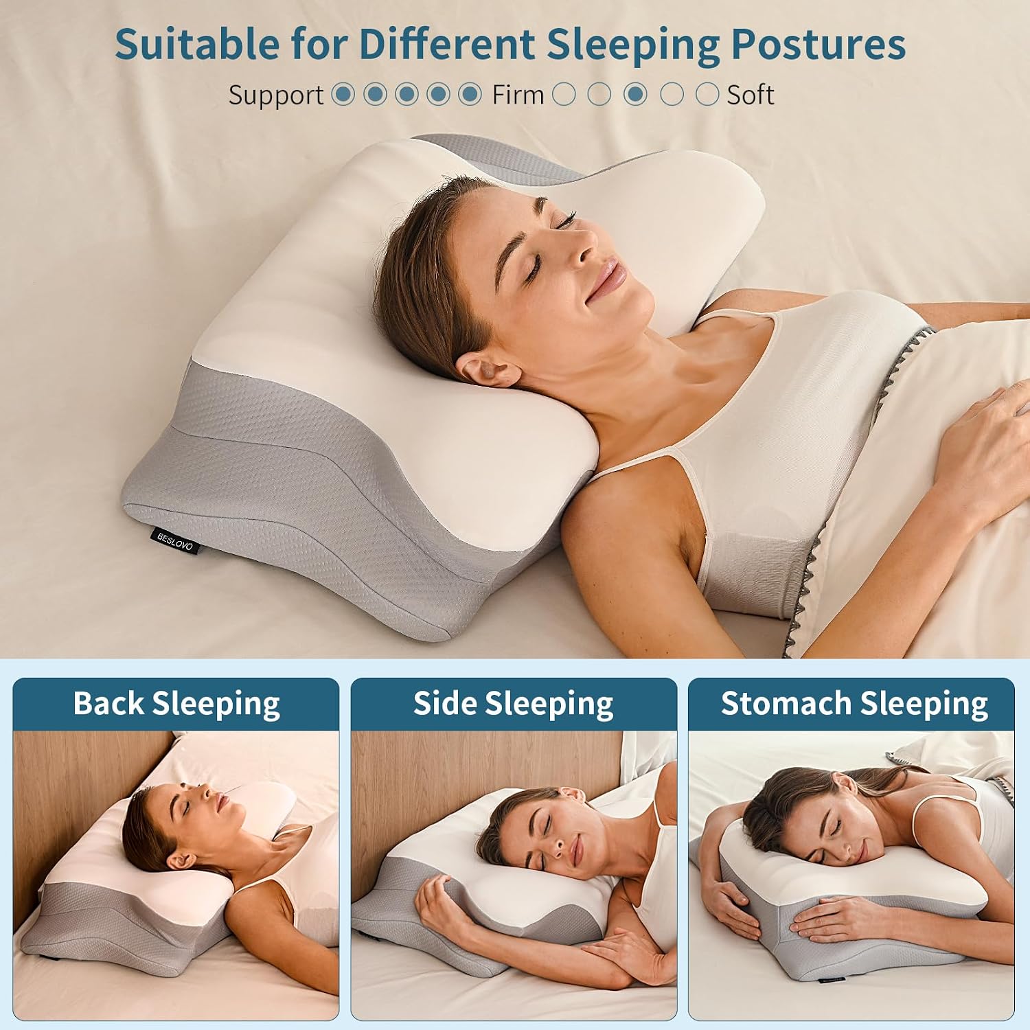Ylekto Cervical Neck Pillow for, Ergonomic Pillow Side Sleeper Pillow for Sleeping, Contour Memory Foam Pillows with Cooling Pillowcase Or…
