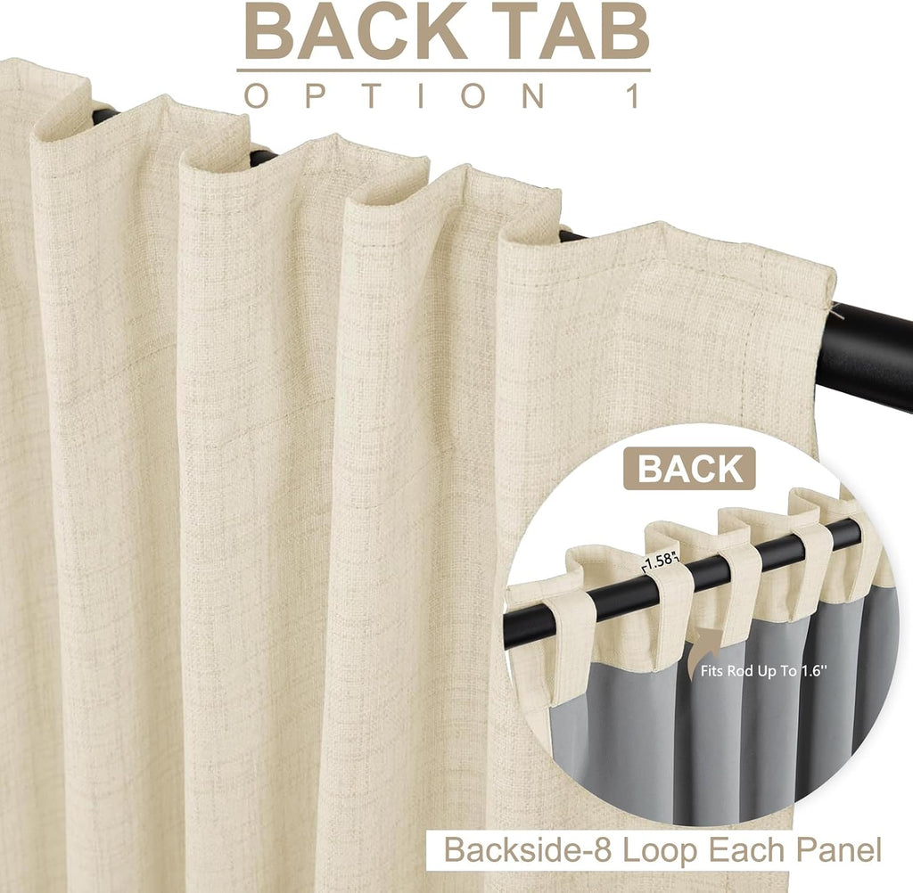 100BlackoutShield 100% Blackout Shield Linen Blackout Curtains for Bedroom 84 Inches Long, Back Tab/Rod Pocket Living Room Drapes, Thermal…