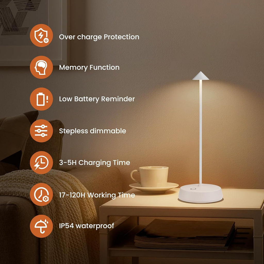 Cordless Table Lamp Rechargeable, Battery Operated 6000mAh Desk Lamp Touch Dimmable Lamp Outdoor Waterproof Portable Wireless Table…
