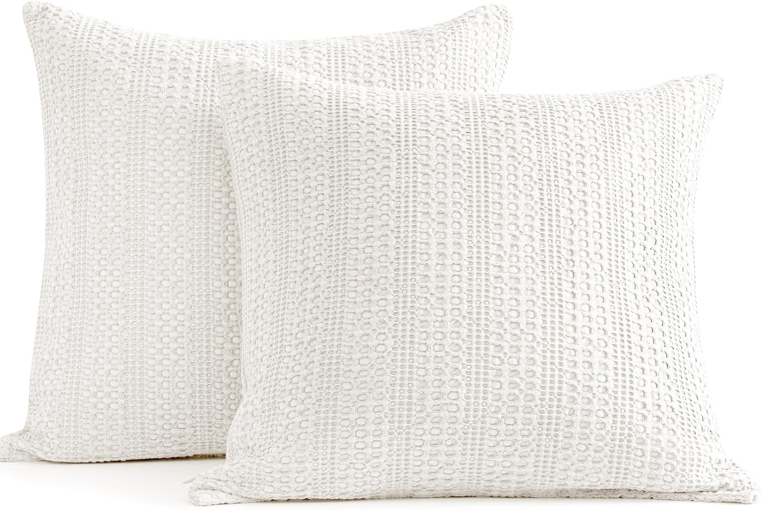 Cocoploceus Off White Pillow Covers 18x18 Throw Pillow Covers Set of 2 Boho Decorative Pillow Shams Stone Washed Cotton Pillowcase for Couc…