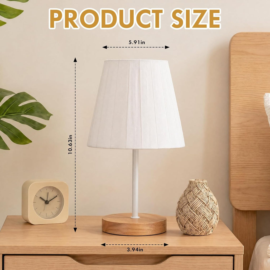 Gerrii 4 Pack Small Bedroom Table Lamp with USB Powered, Bedside Pleated Lamps for Nightstand Metal Base & Fabric Shade Warm Eye-comfort…