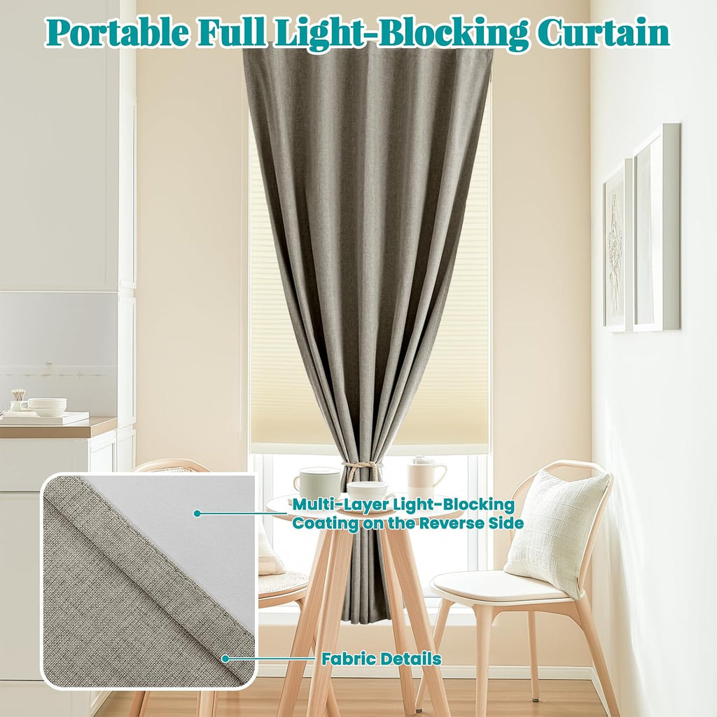 100% Blackout Self Adhesive Portable Curtains for Bedroom Easy to Install Window Thermal Lnsulated Kitchen Room Darkening Small Window…