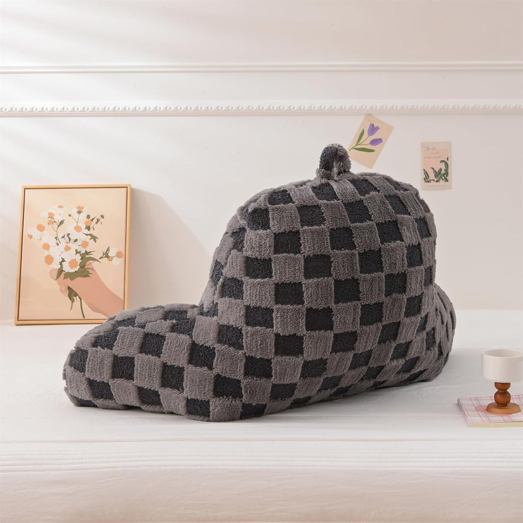 Aimuan Reading Pillow Checkered Bed Rest Wedge Backrest Checkerboard Pillow with Arms Back Support for Sitting Up in Bed Cushion Incline…